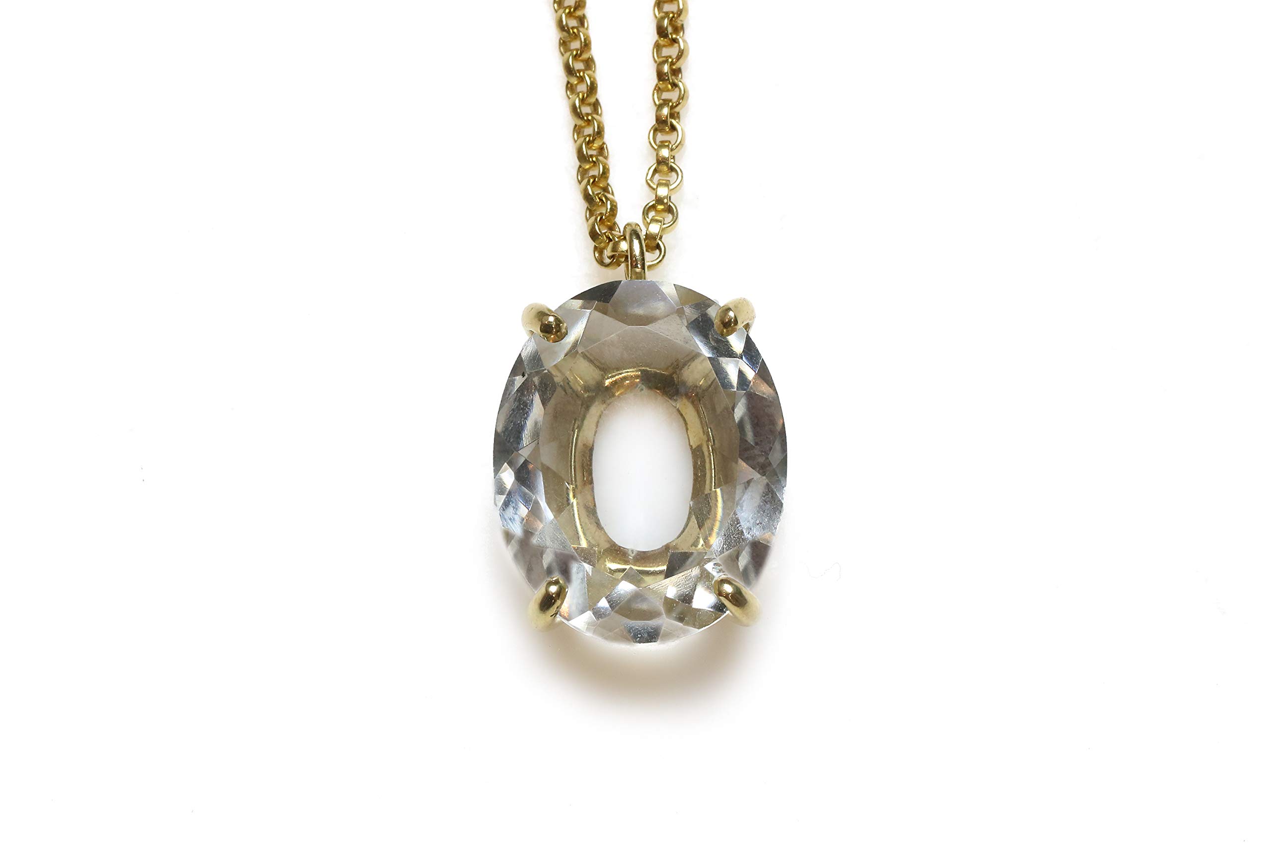 Anemone Jewelry Clear Quartz Pendant Necklace - Natural Gemstone Oval Necklace Handmade for Women - Adjustable Length Fashion Jewelry Gift for Birthday, Anniversary & Spiritual Healing