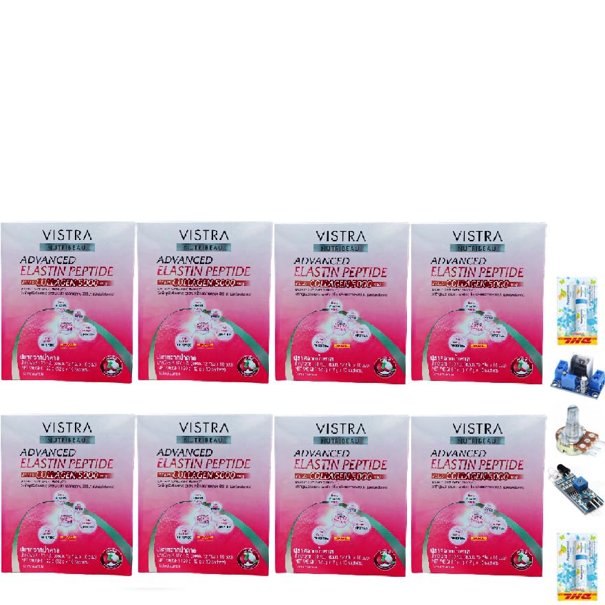 VistraNutribeau Advanced Elastin Peptide & Collagen Set - 10 Sachets/Box with Lychee Extract for Skin Moisture & Nourishment | Japanese Skincare | Perfect for Daily Anti-Aging Routine & Hydration Boost | Includes Free Tomato Facial Mask