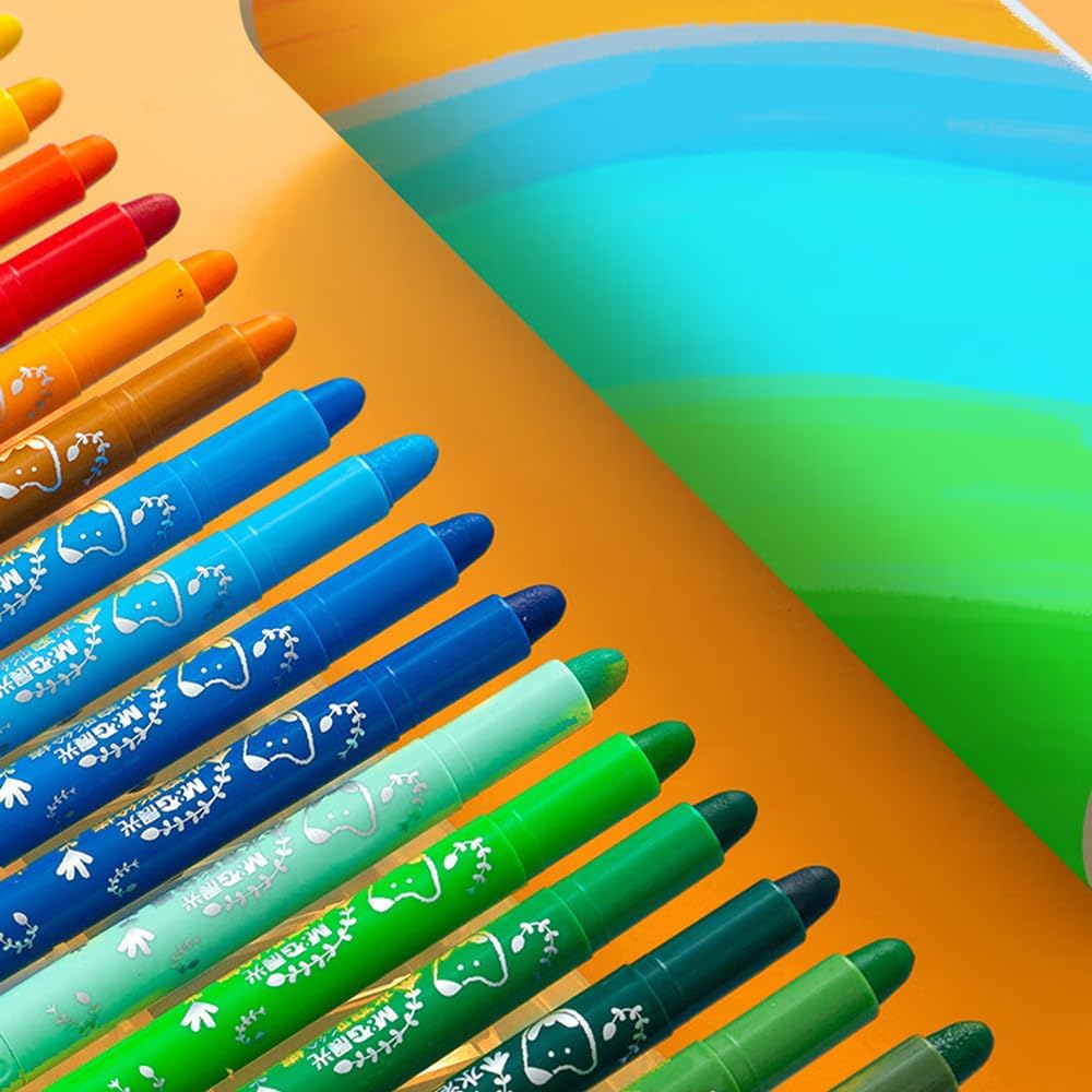 24 Colors M&G Tempera Paint Sticks - Non-Toxic, Quick Drying & Washable Solid Paint Set for Kids - Perfect for Paper, Wood, Glass Art Projects & DIY Crafts