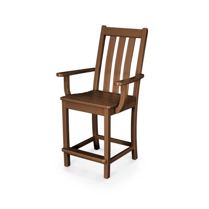 POLYWOOD Vineyard Counter Height Arm Chair - Durable Outdoor Dining Chair for Patio, Bar, and Kitchen - Weather-Resistant & Comfortable Seating for Restaurants and Home Use