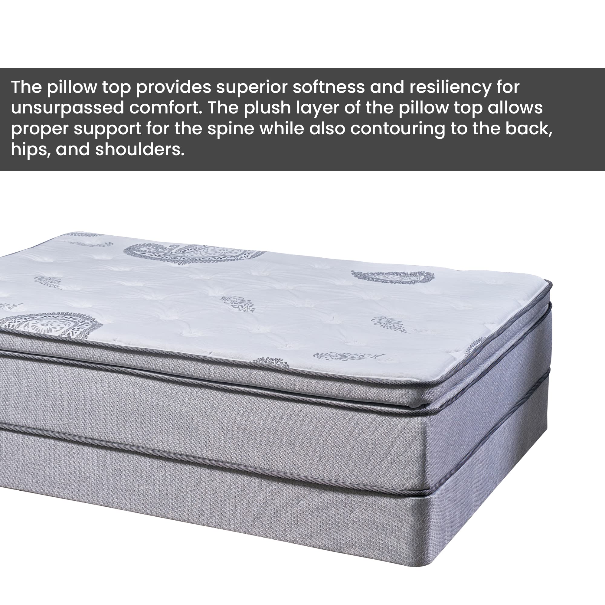 Treaton 13-Inch Medium Plush Foam Encased Hybrid Pillowtop Innerspring Mattress & 8