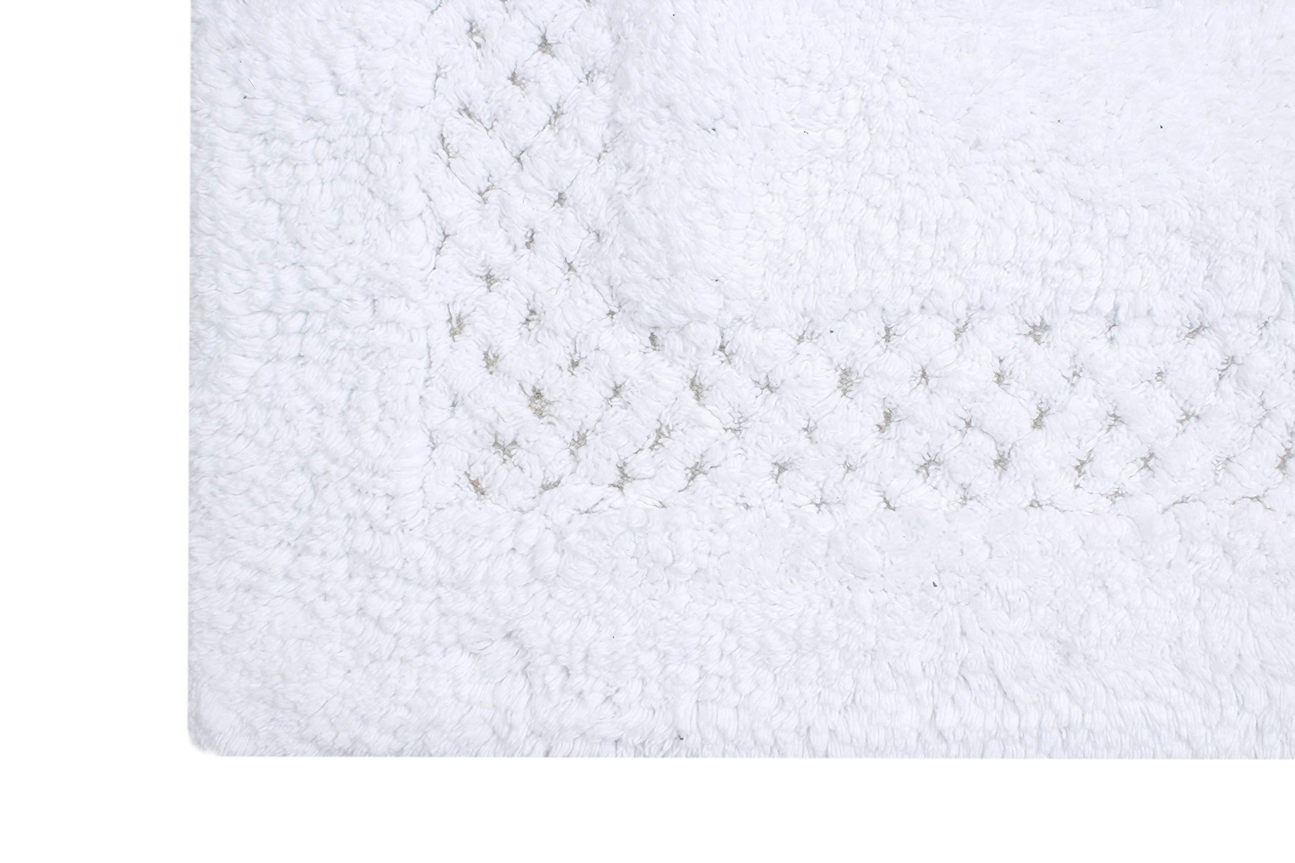 Premium 100% Cotton Bathroom Rug Set - Ultra Soft & Absorbent Non-Slip Bath Mat with Contour - Washable 3-Piece Bathroom Floor Mats for Shower, Tub & Kitchen - Classic White Home Decor