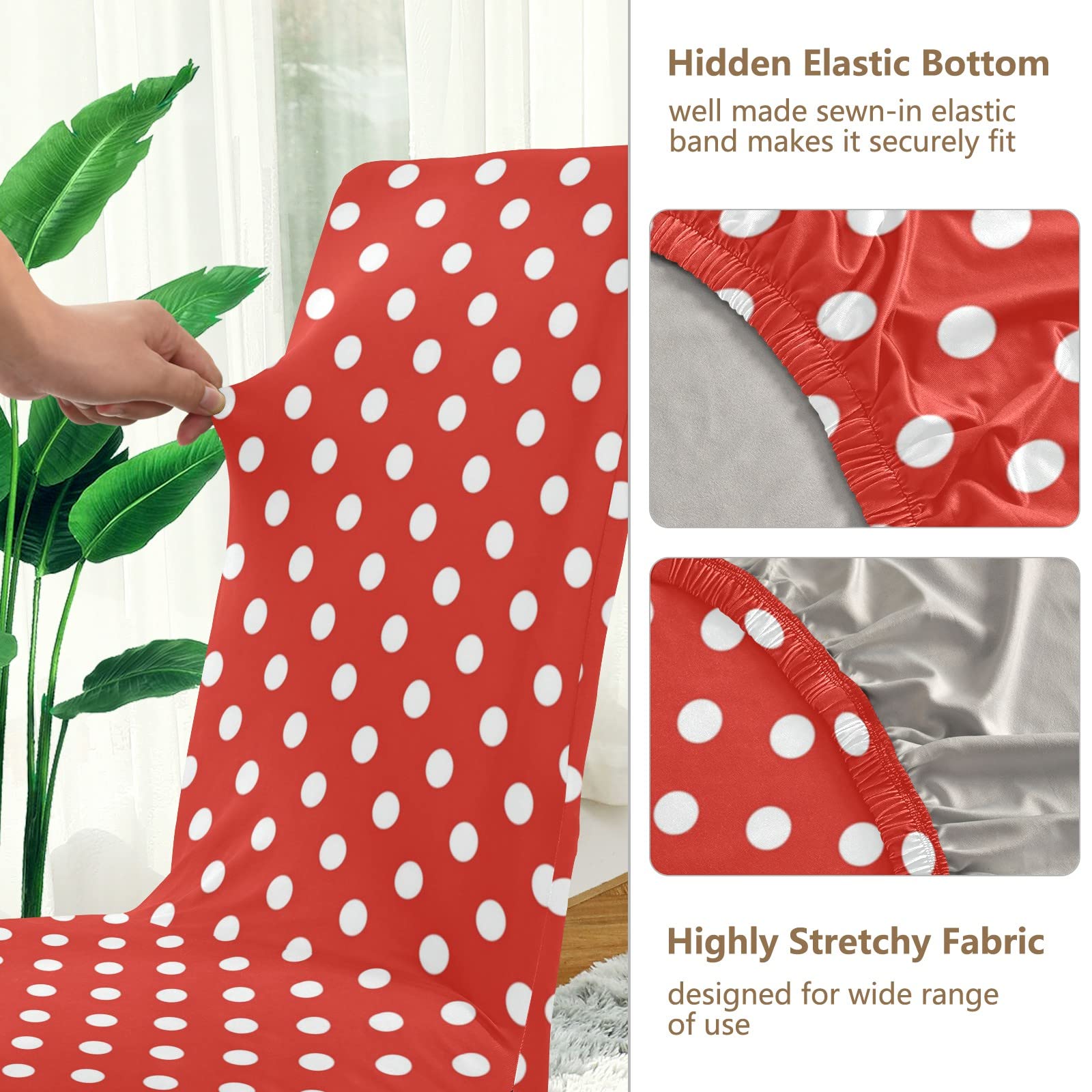 White Polka Dot Stretch Chair Covers for Dining & Office - ALZA
