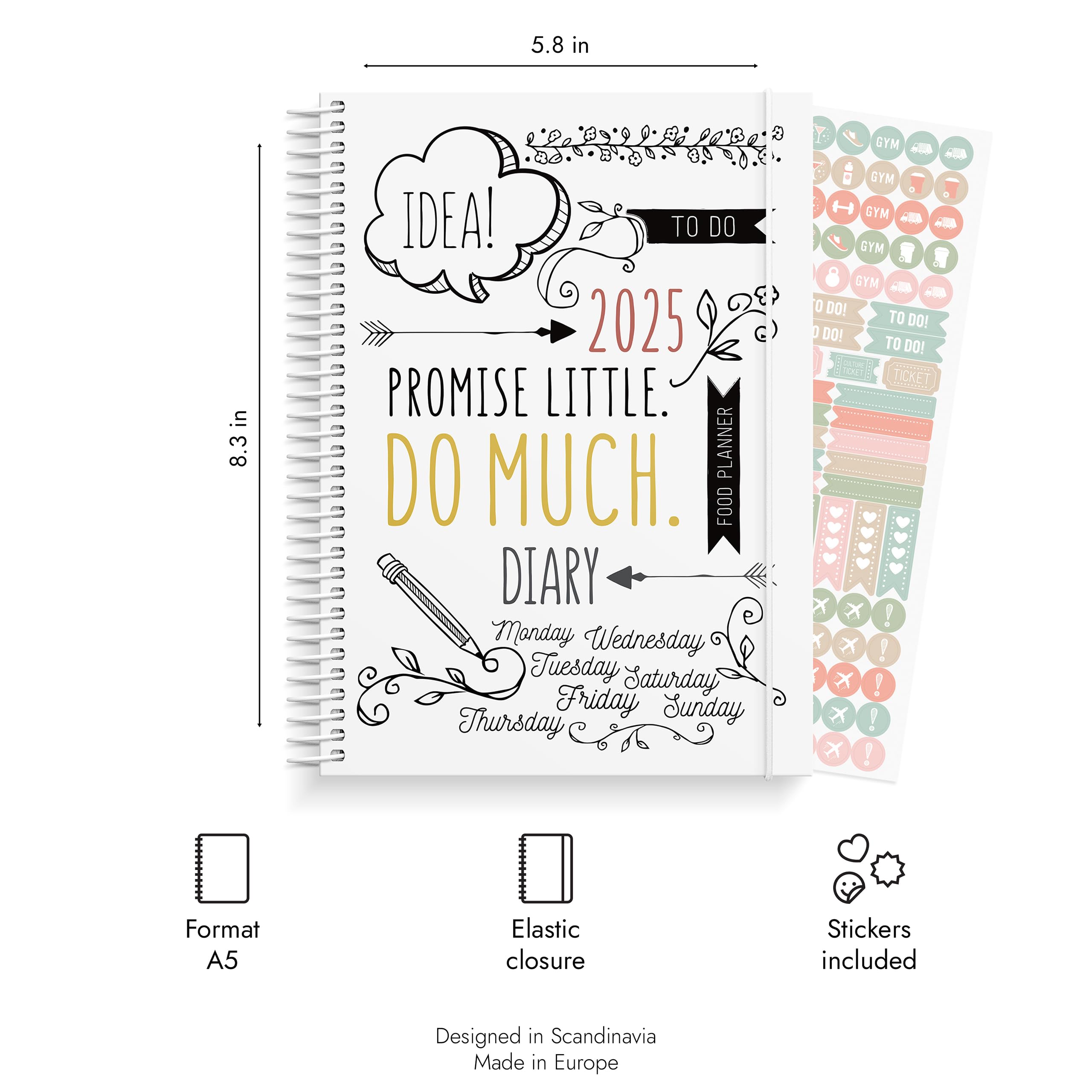 Burde Doodle Planner 2025 - A5 Creative Notebook with Daily, Weekly & Monthly Planning | 12-Month Organizer for Drawing, Writing & Coloring | Hard Cover Journal for Artists, Students & Professionals | Perfect for Goal Setting, Bullet Journaling & Productivity