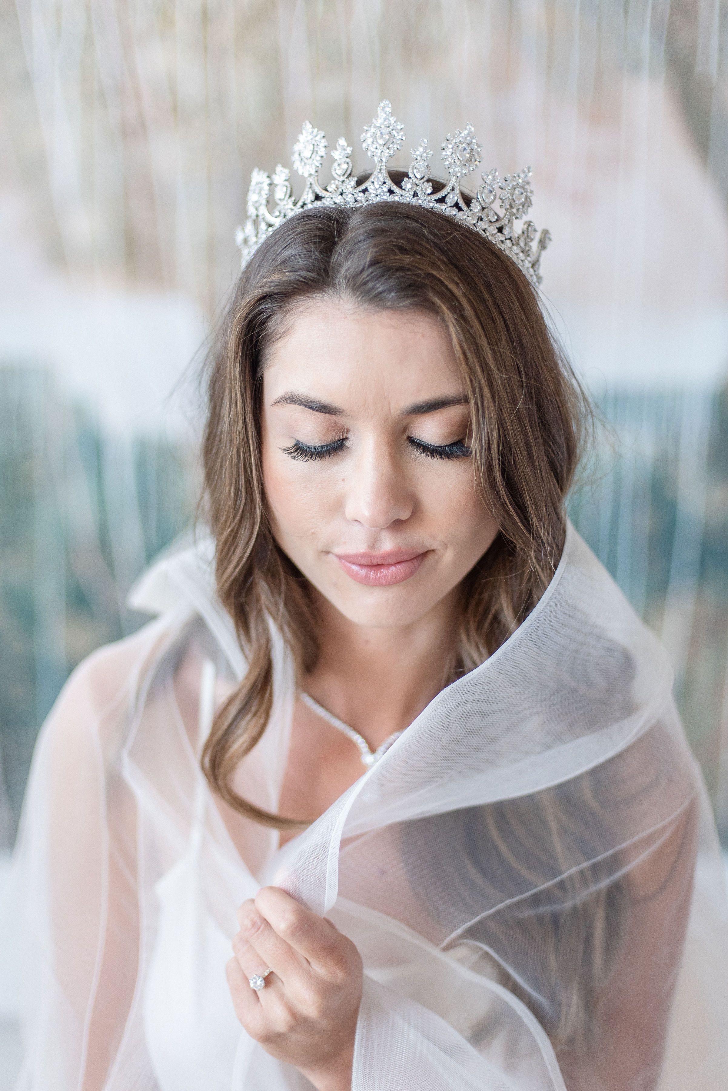 Eleni Simulated Diamond Bridal Tiara - Sparkling Wedding Headpiece for Brides, Princess-Themed Parties & Special Occasions