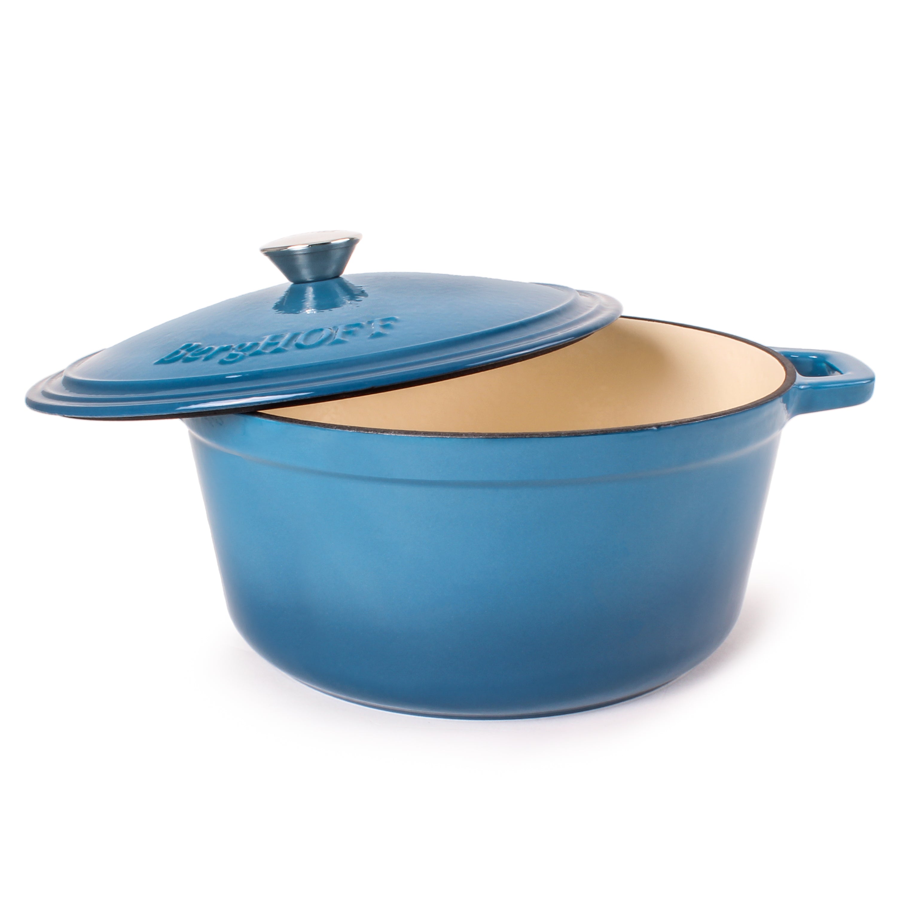 BergHOFF Neo 6-Piece Cast Iron Dutch Oven Cookware Set with Lids - Blue Enameled Pot for Braising, Stewing & Baking - Perfect for Stovetop, Oven & Camping Cooking