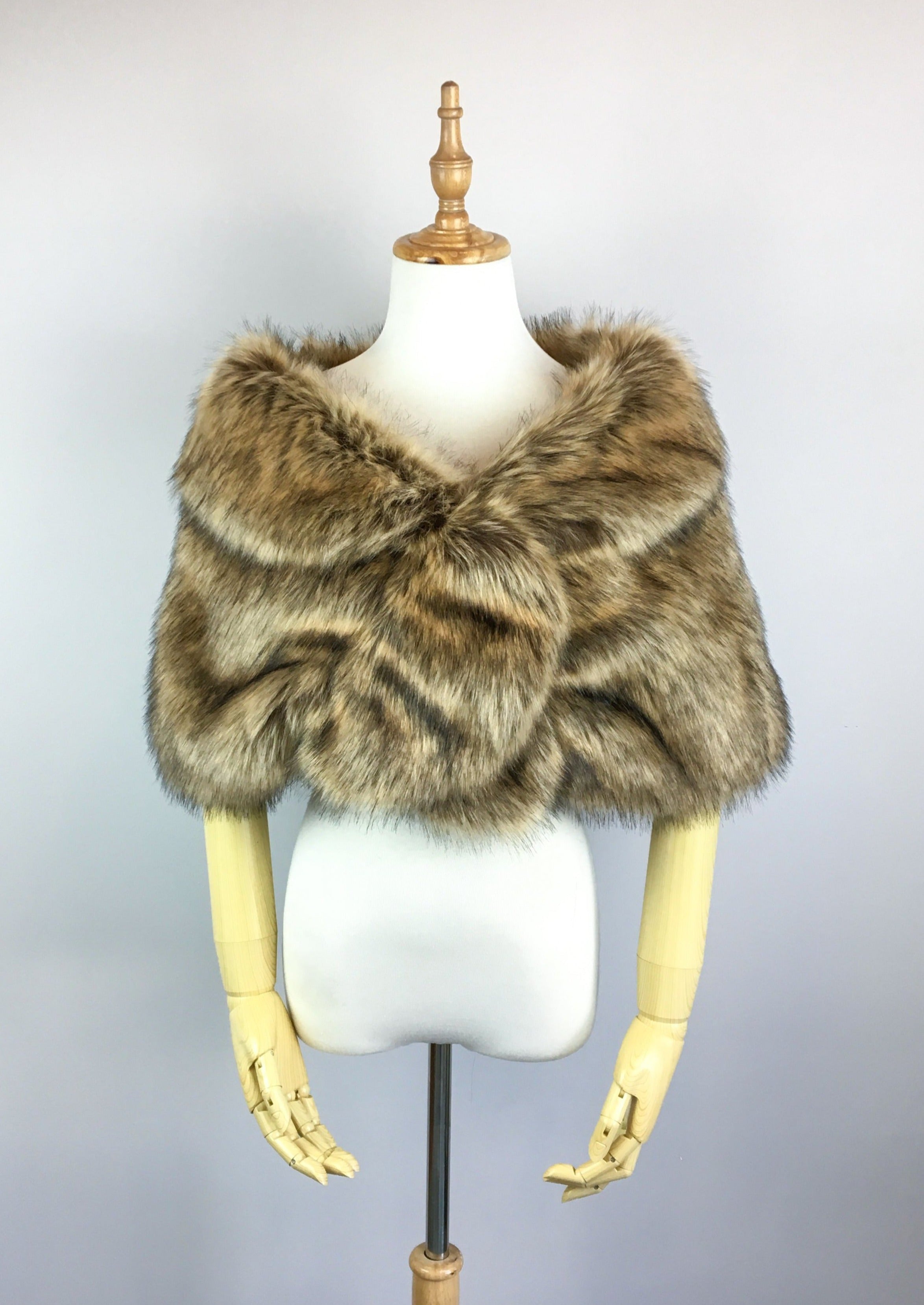Luxury Brown Fur Shawl Wrap - Blair Brw03 | Soft & Warm Winter Fashion Accessory for Women | Perfect for Evening Parties, Weddings & Cold Weather Outings
