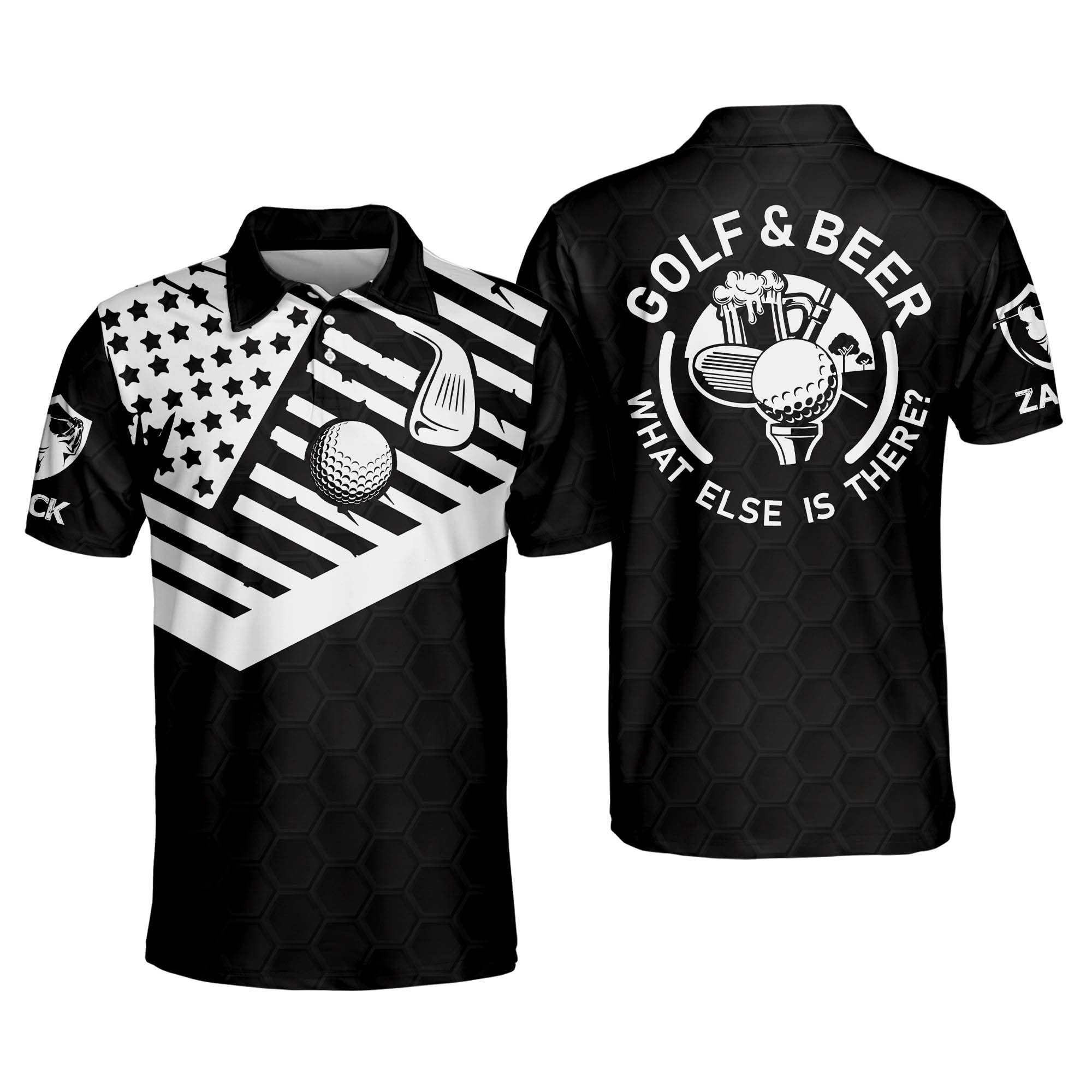 Funny Golf & Beer Polo Shirts for Men - Personalized American Golf Shirts, Short Sleeve Dry Fit Performance Polo - Perfect for Golf Outings, Casual Wear & Beer Lovers