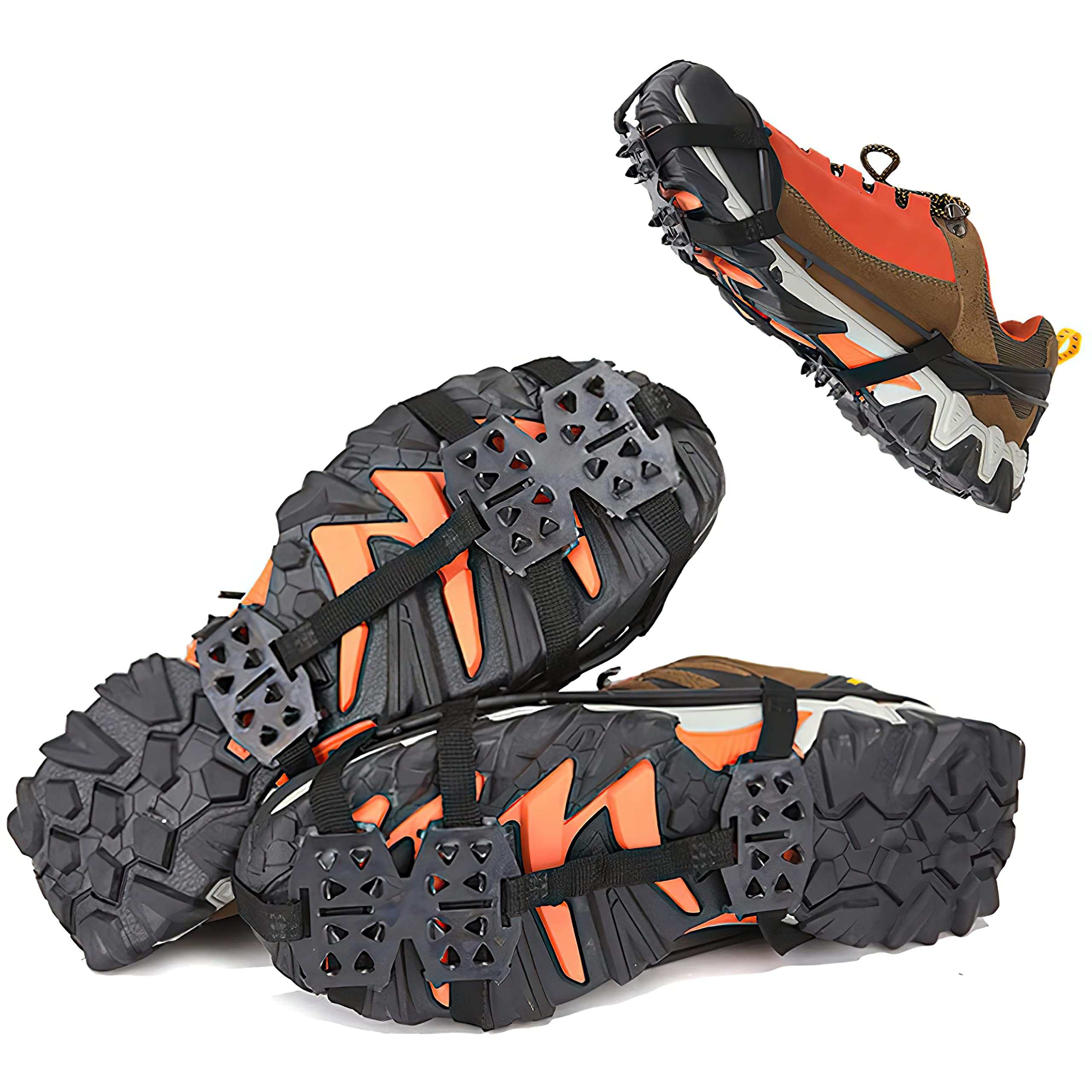 24-Spike Ice Cleats for Hiking Boots & Shoes - Manganese Steel Snow Traction Crampons | Non-Slip Microspikes for Winter Hiking, Fishing, Walking & Mountaineering | Perfect for Icy Trails & Snowy Outdoor Adventures