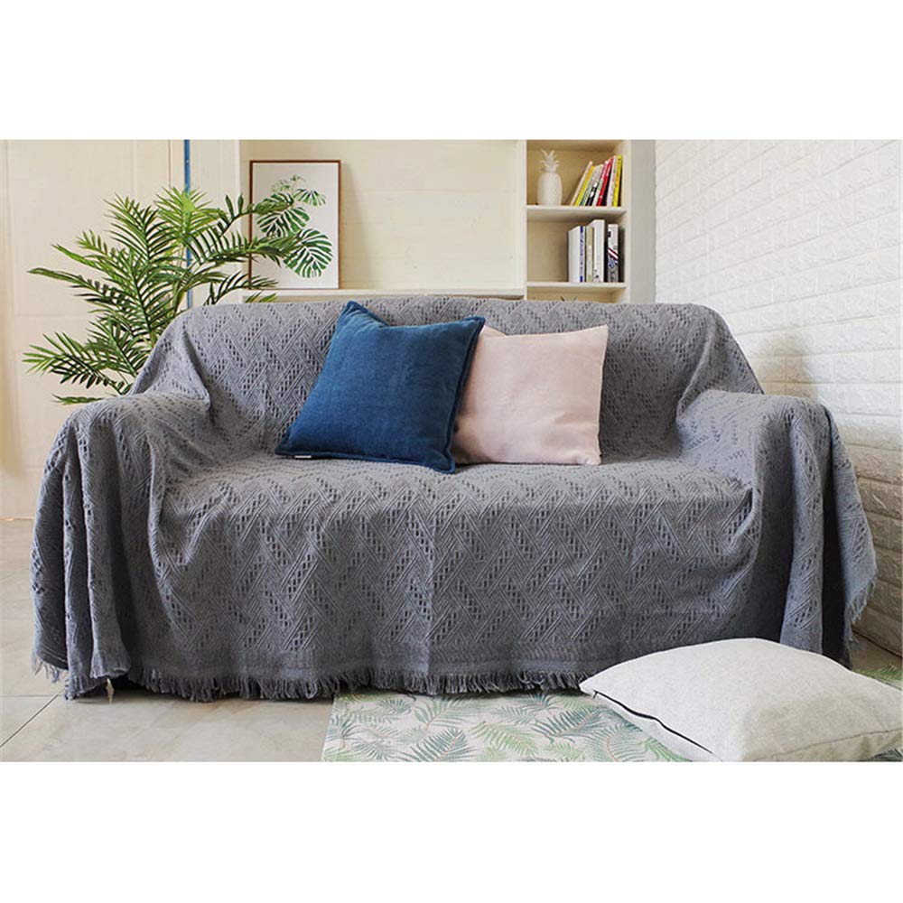 Boho Blanket - Gray Checkered Sofa Cover, 230x340cm Soft Fabric Dust Protector for Couch, Sofa, Loveseat - Perfect for Living Room, Bedroom, and Outdoor Use