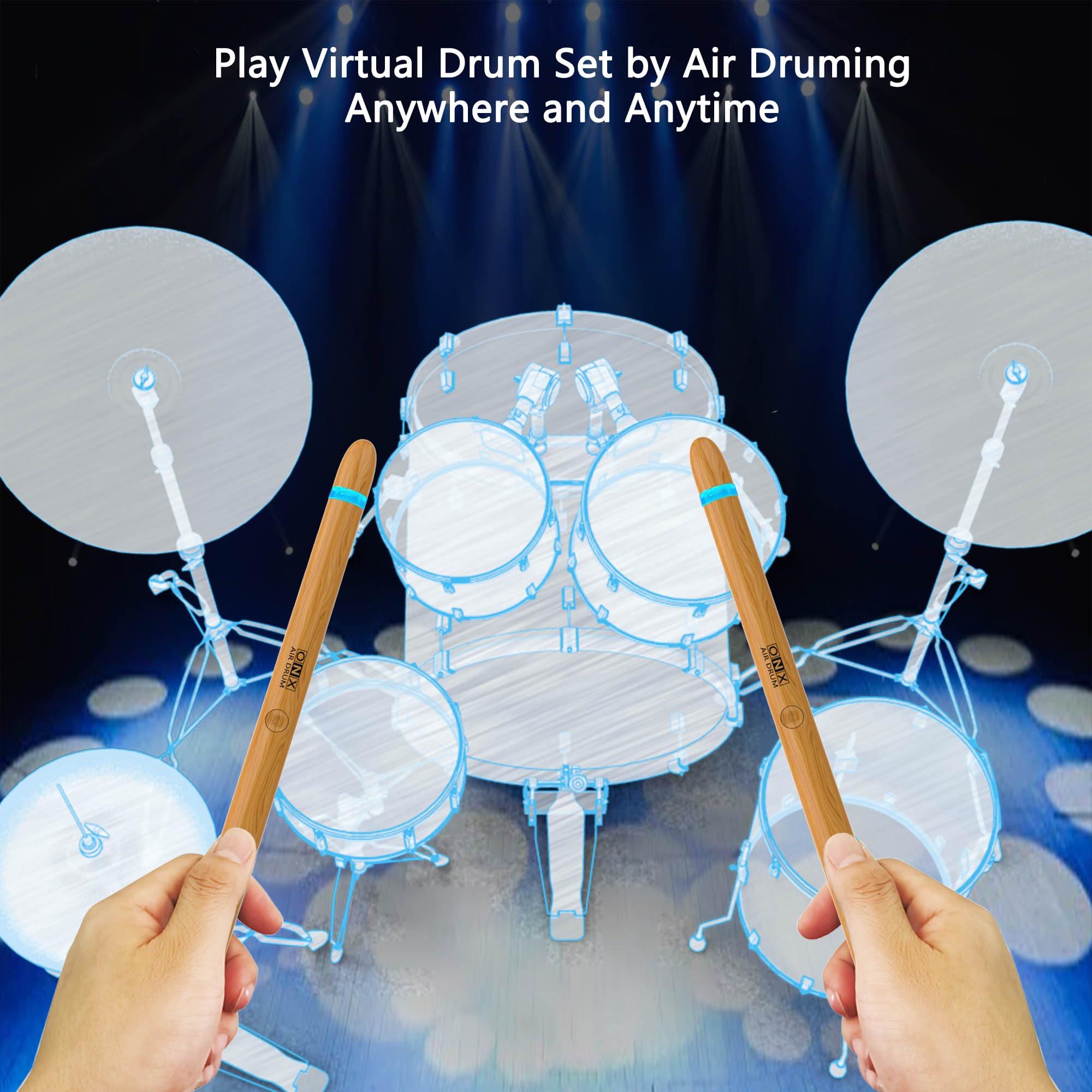 3rd Gen. Virtual Air Drum Set with Electric Drumsticks, Bluetooth & 8 Sounds - Electronic Drum Kit with Pedals for Adults & Kids | Perfect for Home Practice, Live Performances & Musical Gifts