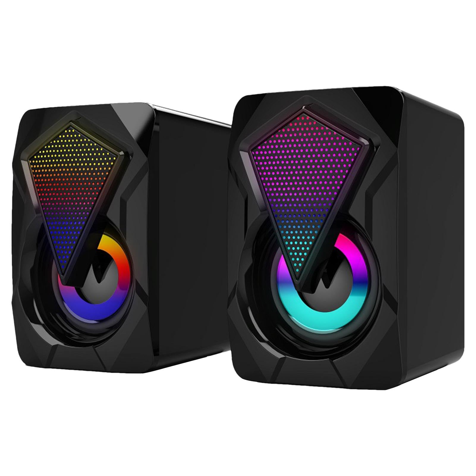 RGB USB Powered Desktop PC Speakers with Subwoofer, Clear Sound Plug and Play, Enhanced Bass for Gaming, Music, and Home Office Setup