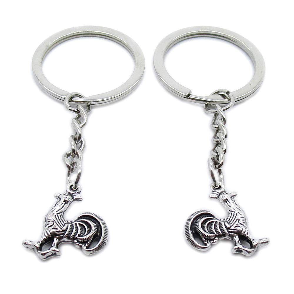Vintage Silver Plated Rooster Keychain - Antique Cock Key Ring with Clasp for Keys, Bags & Gifts | Perfect for Home Decor, Souvenirs & Fashion Accessories