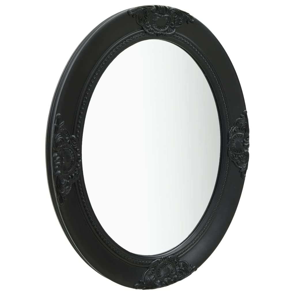 Baroque Style Wooden Frame Oval Wall Mirror - 19.7