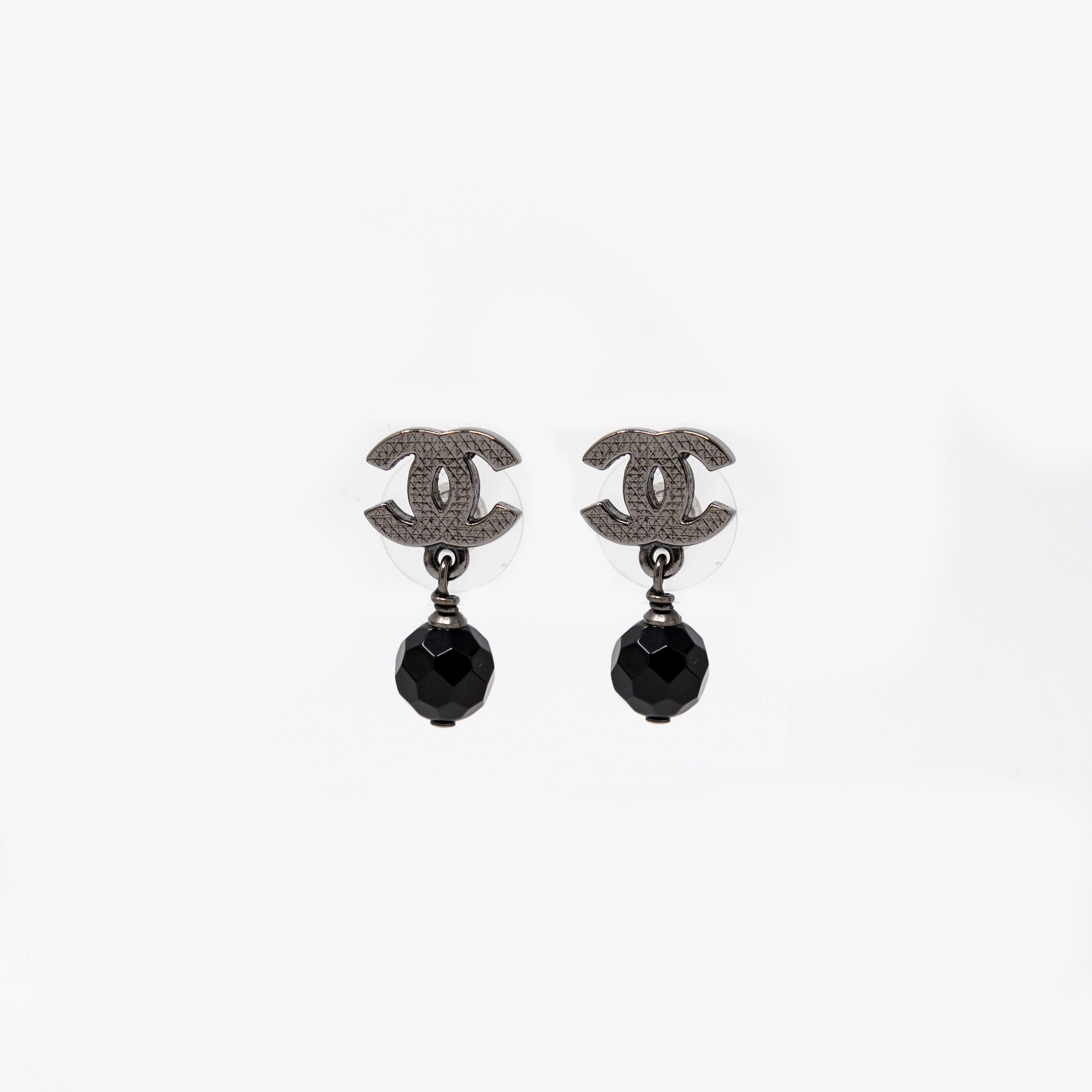 Chanel Black Bead CC Drop Earrings for Women - Luxury Fashion Jewelry for Parties, Weddings & Special Occasions