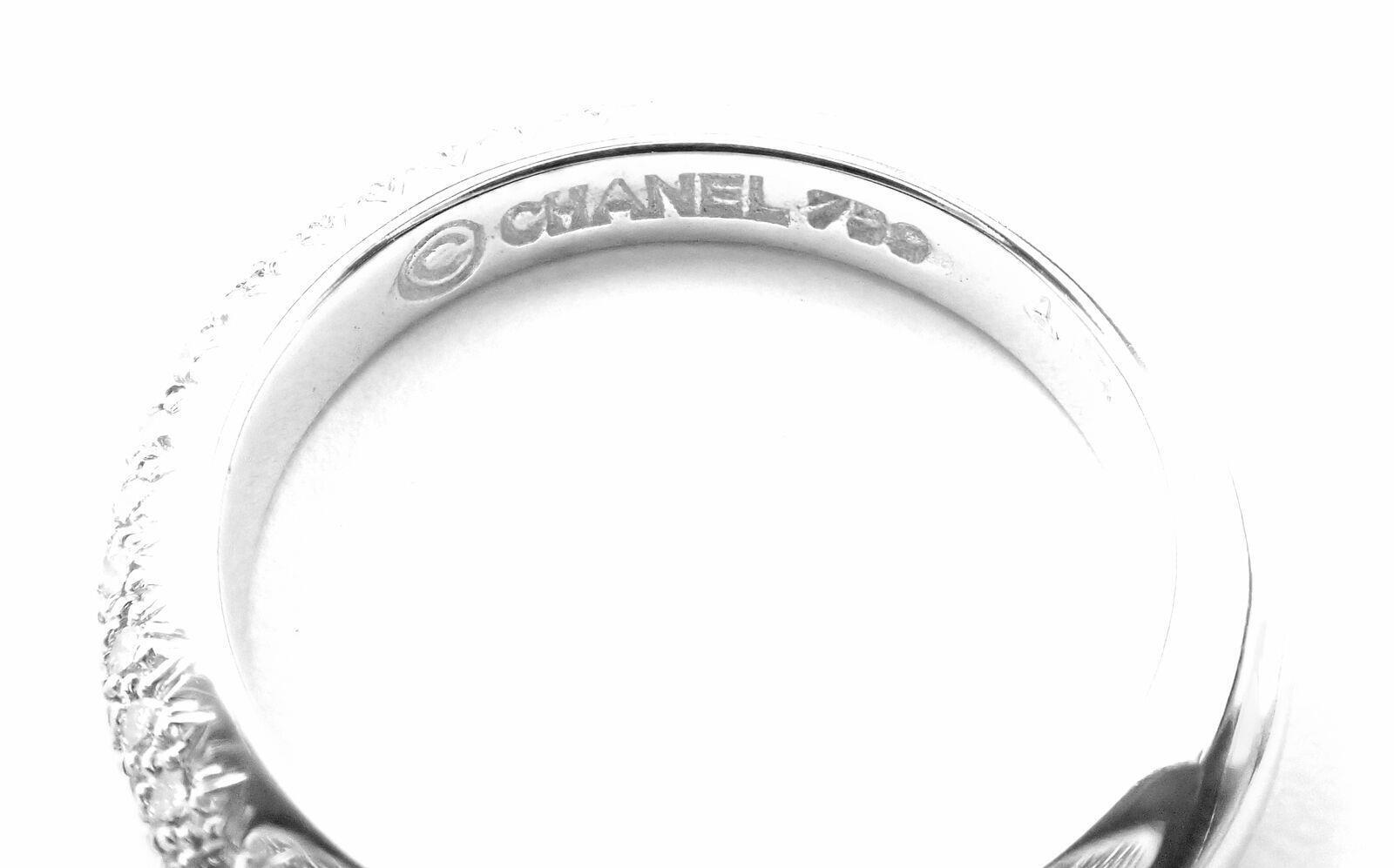 Authentic Chanel 18k White Gold Diamond Band Ring for Women - Luxury Wedding Engagement Promise Ring - Perfect for Anniversary, Proposal & Special Occasions