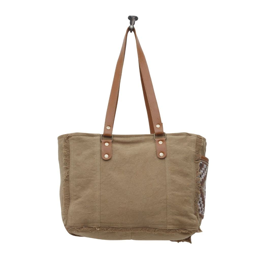 Myra Bag Western Style Canvas Tote Bag for Women - Cotton & Upcycled Leather Shoulder Weekender Bag - Perfect for Travel, Shopping & Daily Use