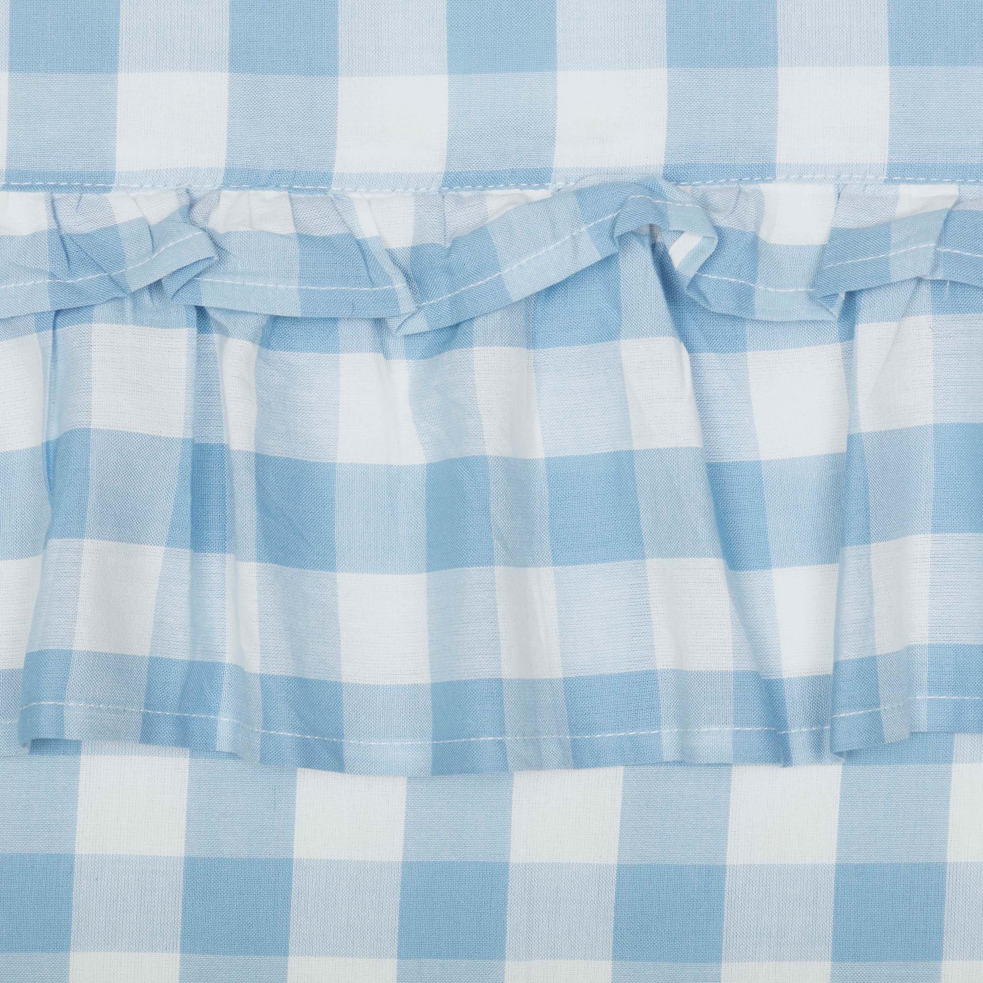 Annie Blue Buffalo Check Farmhouse Ruffled Tier Kitchen Curtain Set 24x36 - Rustic Country Style Window Treatment for Kitchen, Dining Room & Cabin Decor