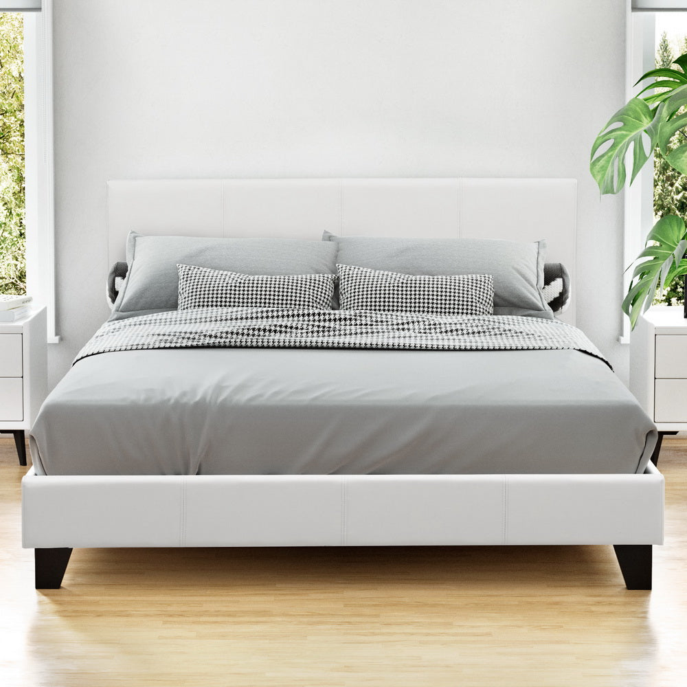 Coogee White Double Bed Frame - Sturdy & Modern Design for Bedroom, Guest Room, or Dorm