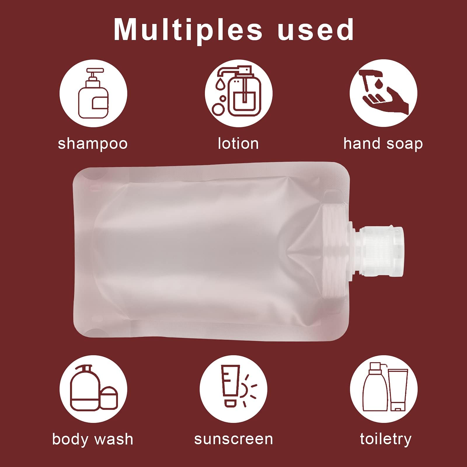 YASUOA 12 Pack Travel Size Refillable Leakproof Squeeze Pouches (30ml/50ml/100ml) - TSA Approved Empty Cosmetic Containers for Lotion, Shampoo & Shower Gel - Perfect for Air Travel, Gym & Camping Toiletries