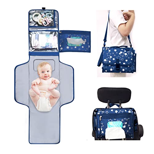 Portable Waterproof Diaper Changing Pad for Baby - Travel Friendly with Wipes Pocket & Cushioned Mat | Lightweight, Large Changing Station for Home, Nursery, Car & On-the-Go Parenting