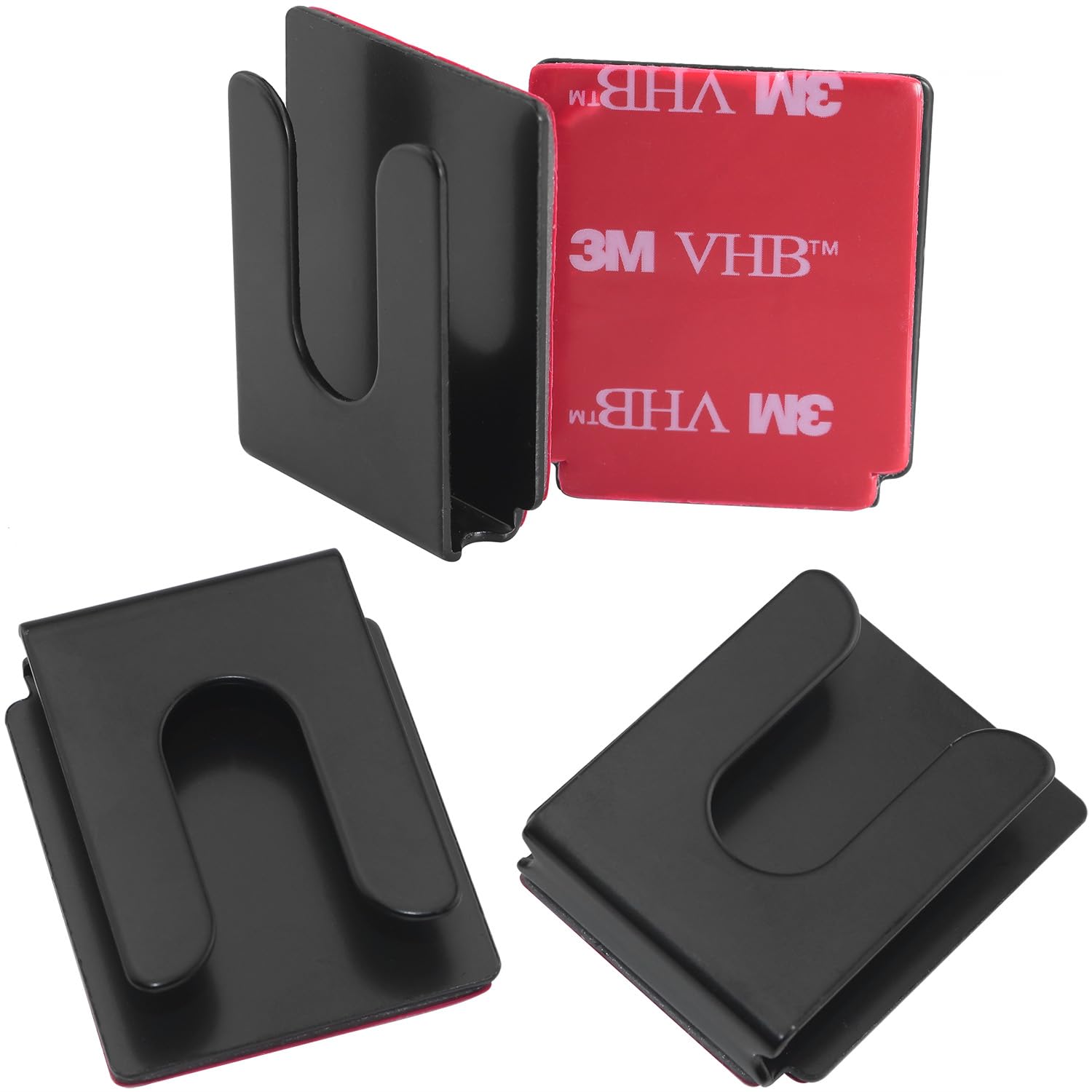 3PCS Universal Car Radio Walkie Talkie Holder - Metal Clip Hook with Adhesive Back for Handheld Mobile Mic - 1.42x1.18x0.39in Black - Perfect for Car, Home, Office & Emergency Communication Scenes