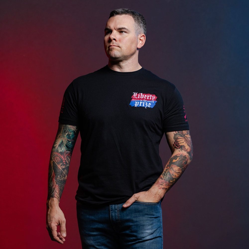 Liberty Is The Prize T-Shirt - Black Cotton Graphic Tee for Men & Women | Patriotic American Flag Shirt for Independence Day & Political Events