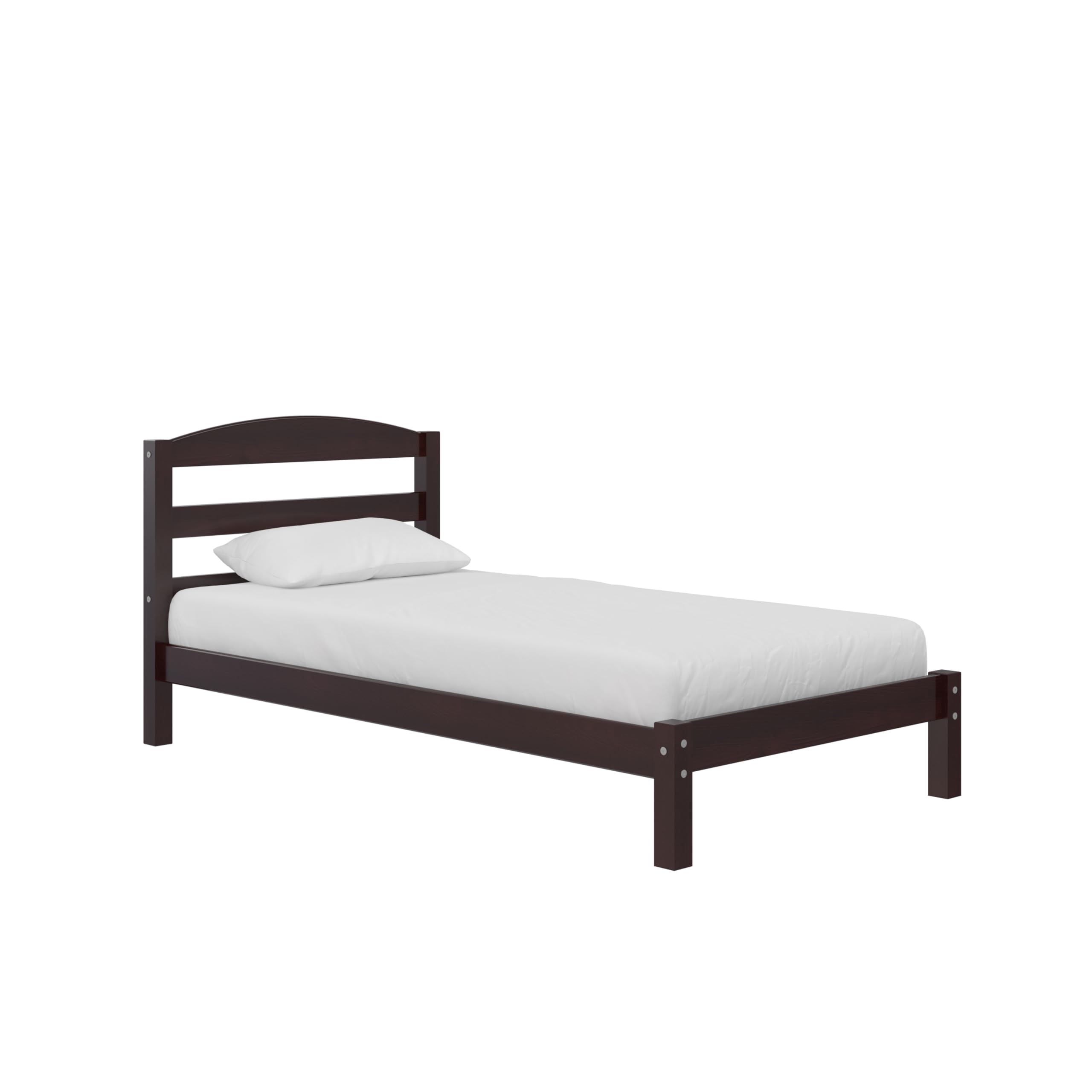 DHP Braylon Twin Bed Frame - Minimalist Wooden Bed with Espresso Finish - Sturdy Solid Wood Construction - Perfect for Kids Rooms, Guest Bedrooms & Small Spaces