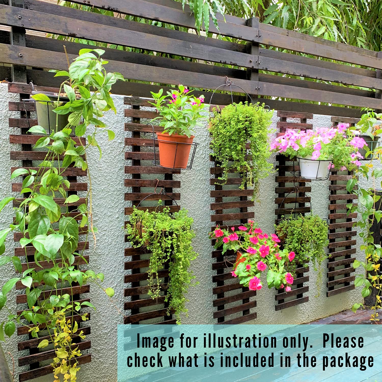 4 Inch Black Metal Flower Pots with 2 Pack Wooden Plant Holders - Vertical Garden Planter Set for Indoor/Outdoor Wall Decor | Perfect for Living Walls, Balcony Gardens & Home Plant Displays