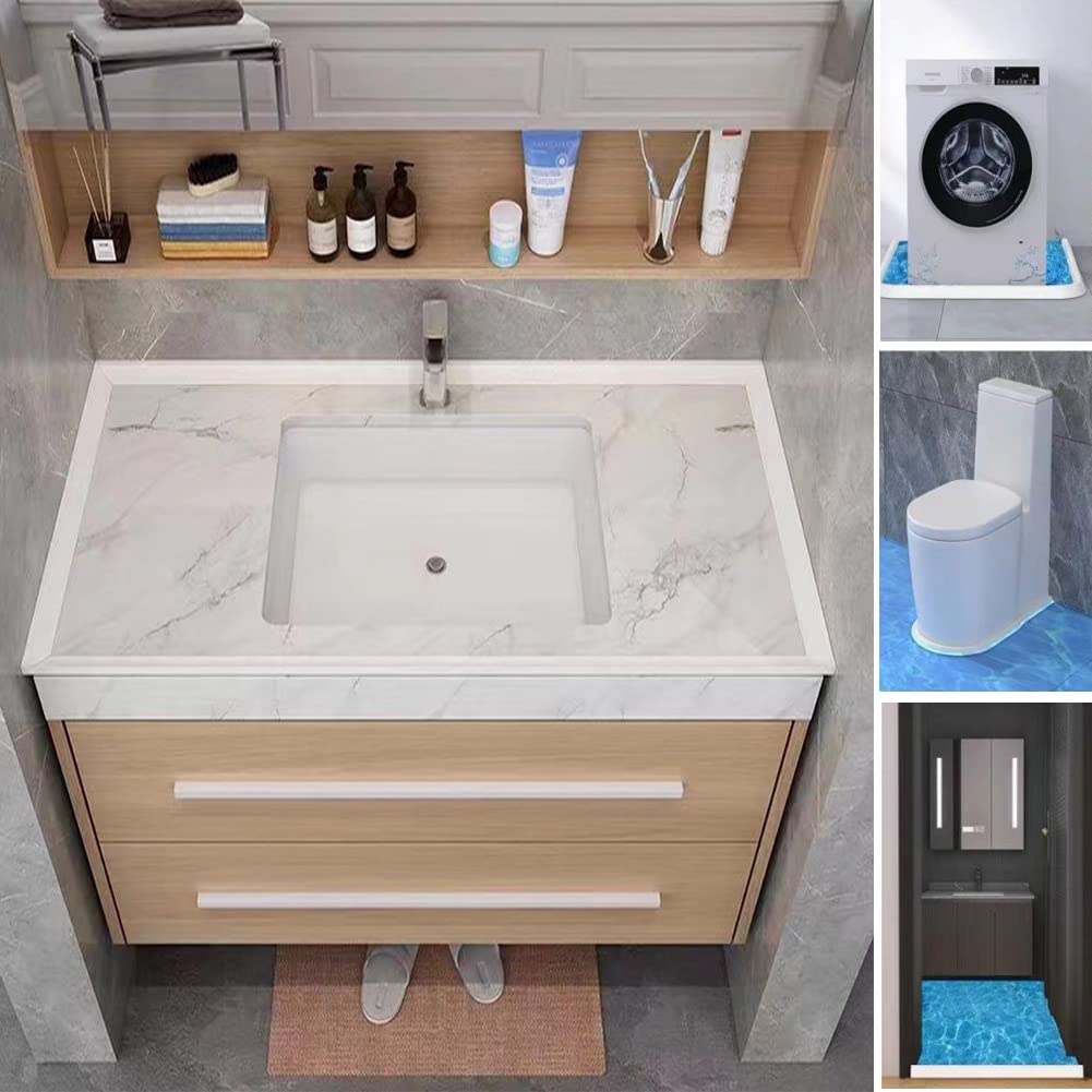 Waterproof Self-Adhesive Shower Dam - 78 Inch White Bathroom & Kitchen Water Blocker, Bathtub Threshold Guard & Countertop Edge Trim - Perfect for Leak Prevention in Showers, Tubs, and Wet Areas