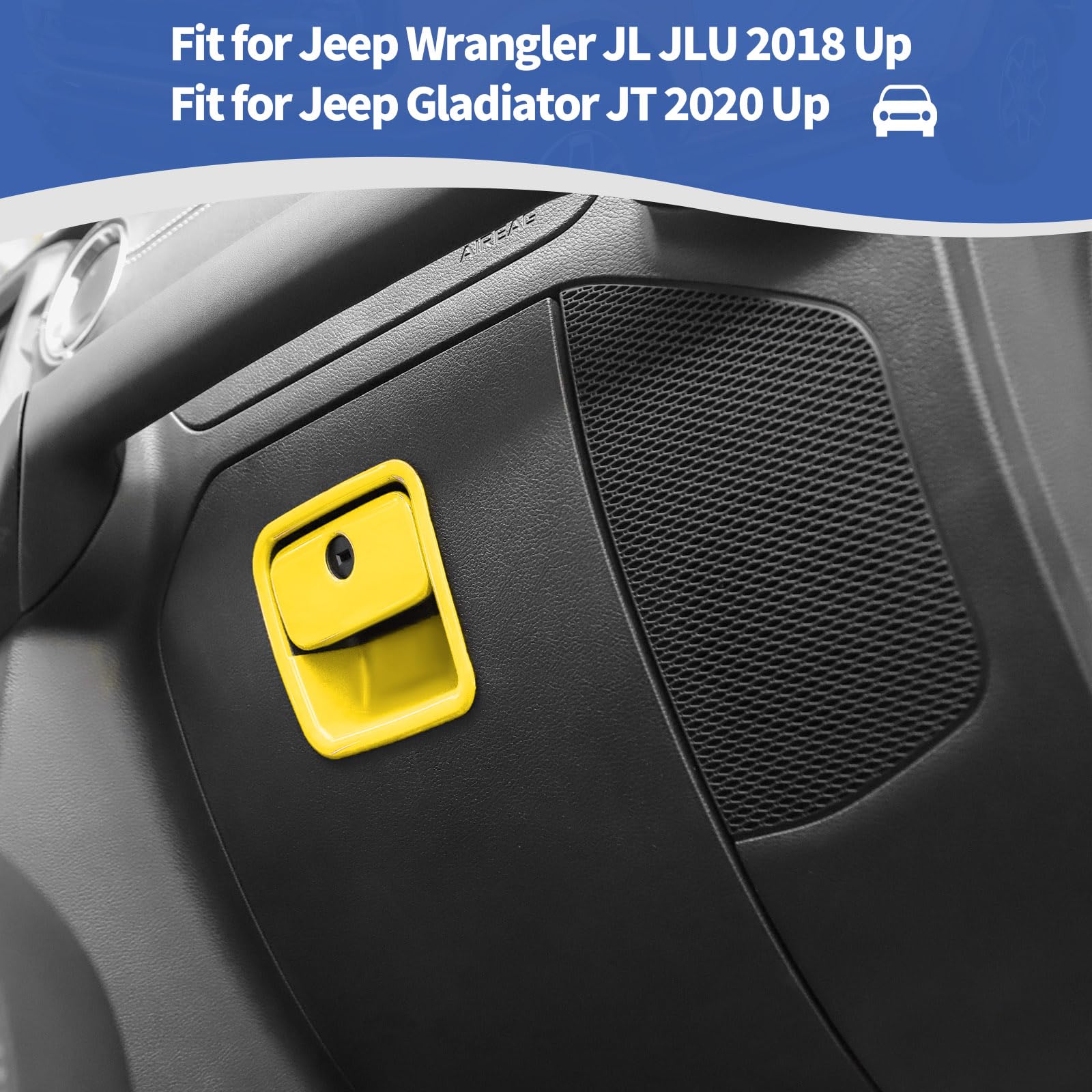 Jeep Wrangler JL JLU & Gladiator JT Glove Box Latch Handle Cover (2018-2024) - RT-TCZ Yellow Interior Accessories for Enhanced Style & Protection - Perfect for Off-Road Adventures & Daily Commutes