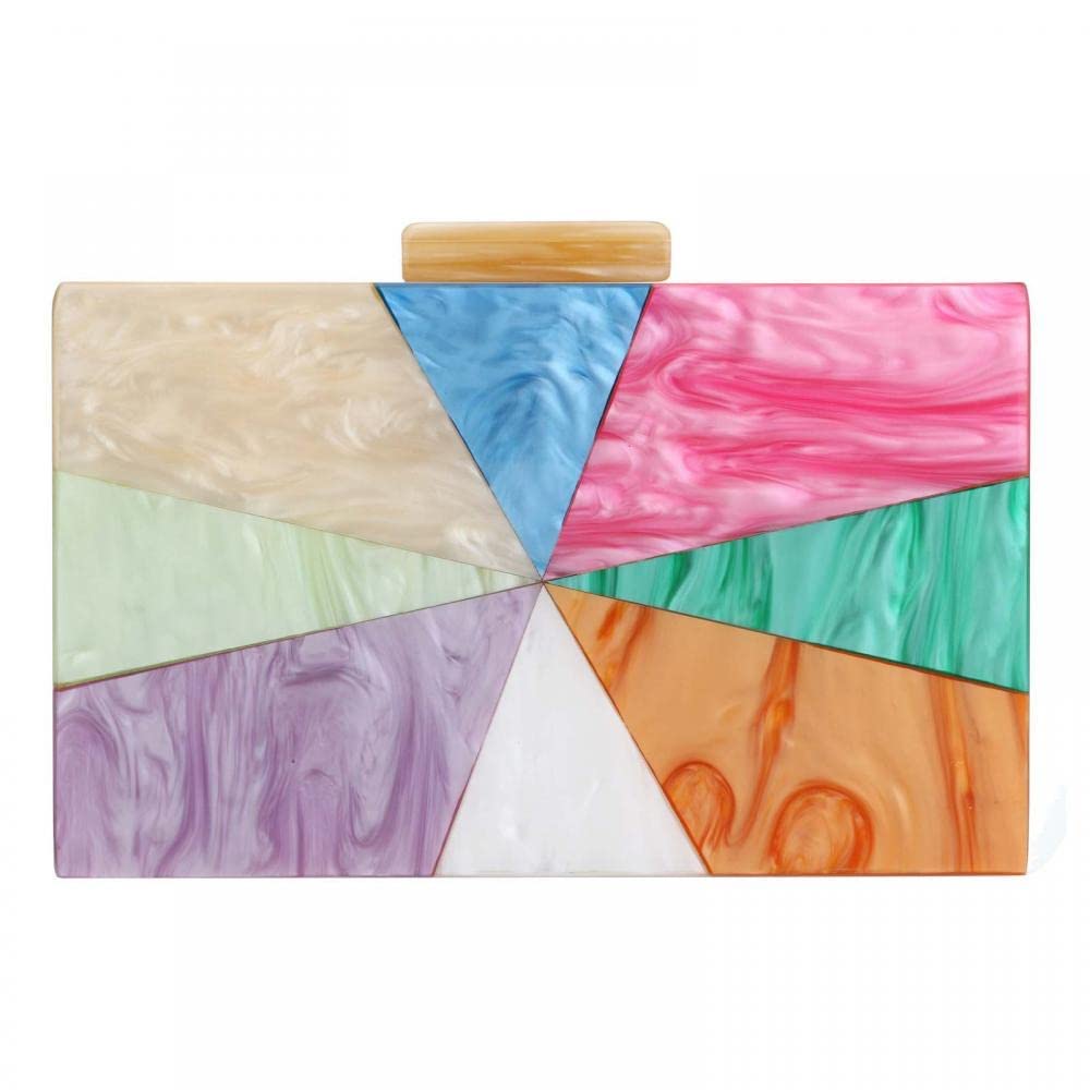 YYW Acrylic Clutch Purse for Women - Marble Pattern Evening Crossbody Bag with Detachable Chain - Perfect for Wedding, Party & Special Occasions