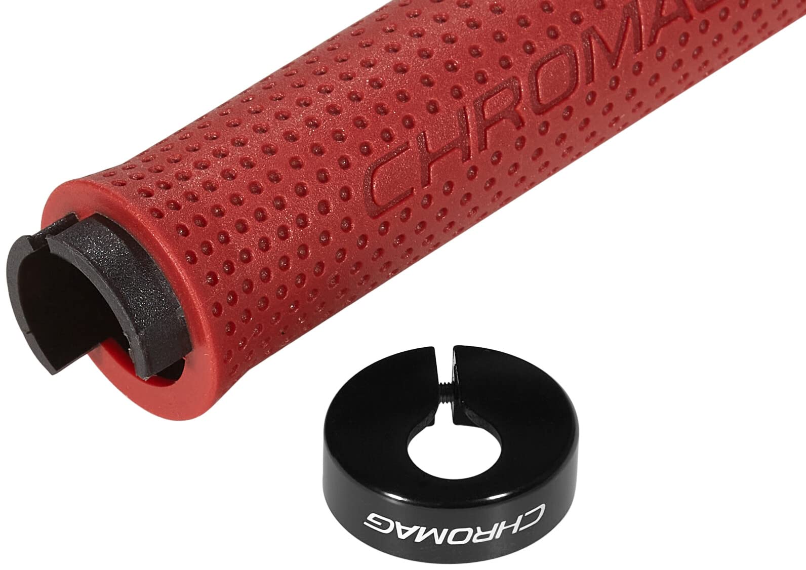 Chromag Basis Grips - Red Mountain Bike Grips for BMX, MTB & Dirt Jumping - Pair (Perfect for Trail Riding & Urban Commuting)
