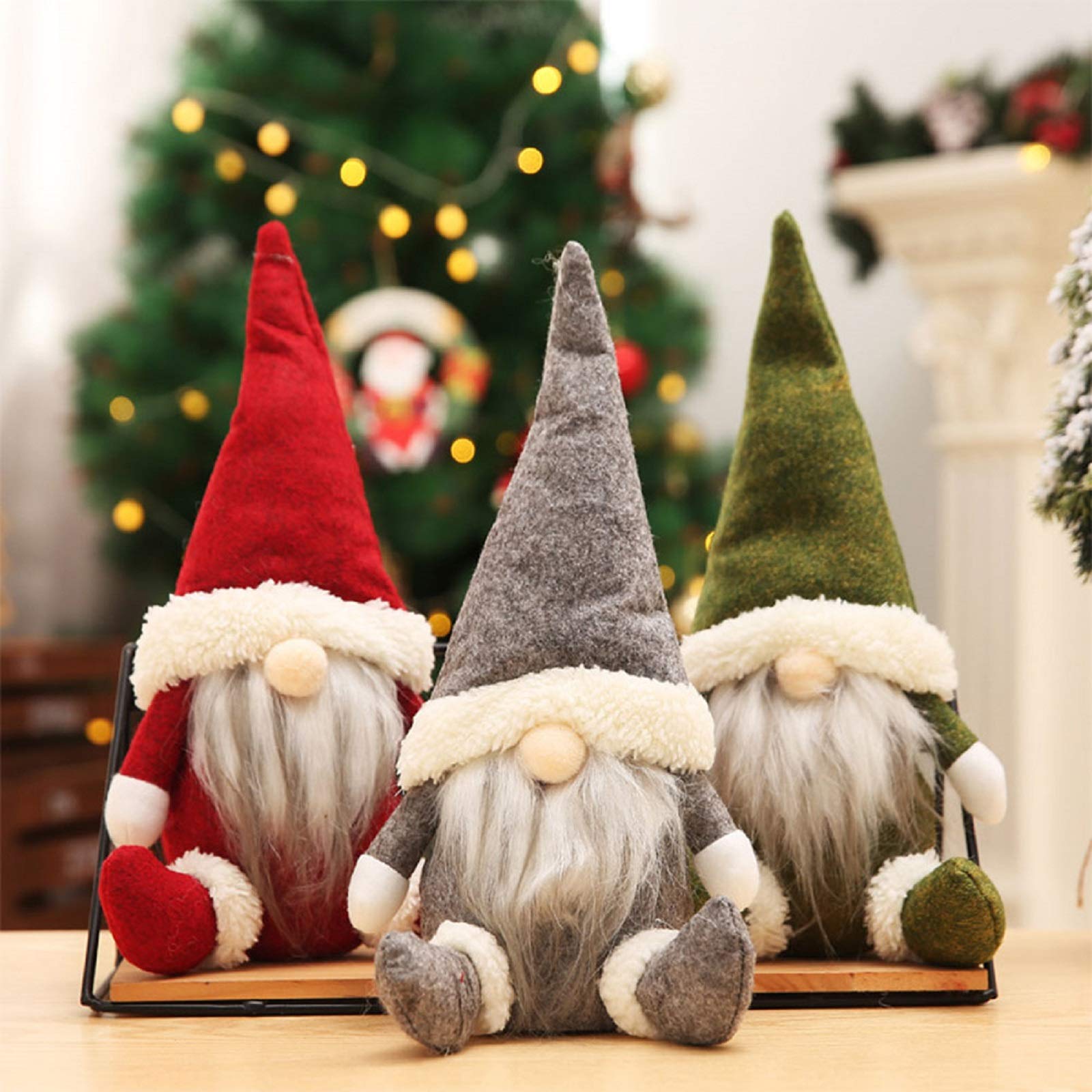 Christmas Santa Gnome Plush Doll 3 Pack - Handmade Faceless Santa Decor for Xmas Tree & Home