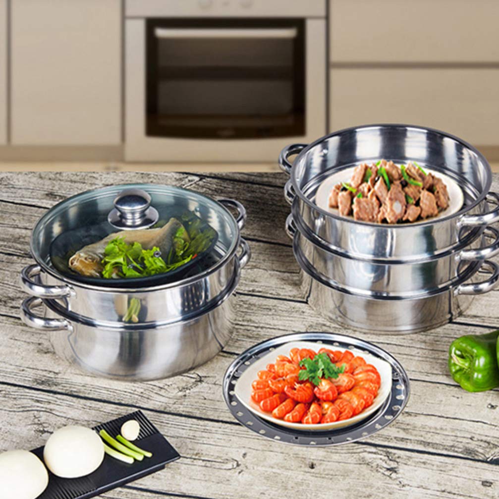 DOITOOL 5-Tier Stainless Steel Steamer Pot Set with Lid - 30cm Multi-Layer Cooking Pot for Vegetables, Dumplings & Seafood | Perfect for Home Kitchen, Restaurants & Asian Cuisine