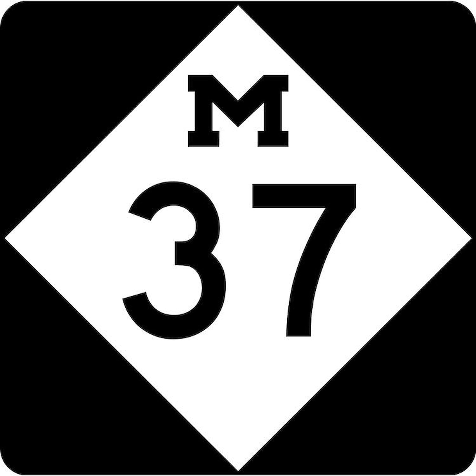 Highway M 37 Square Car Magnet 3x3 Inch - Strong Magnetic Bumper Sticker for Cars, Trucks & Vehicles - Perfect for Road Trips, Commuting & Showing Support