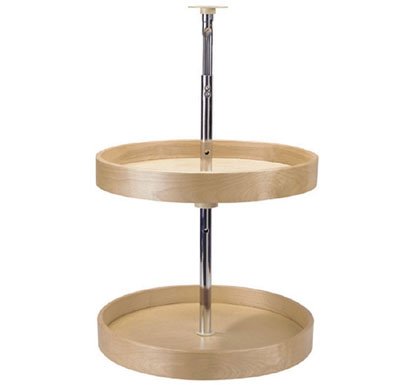 Premium PMI Solid Wood Susans Full Round 2-Tier Shelf 32