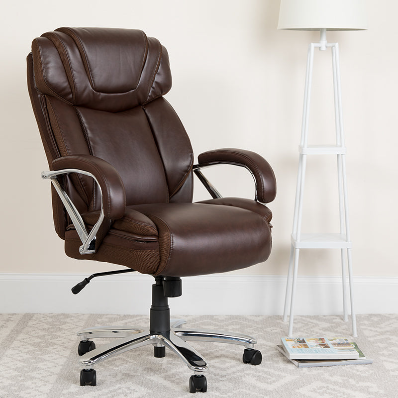 FLASH HERCULES Series Big & Tall 500 lb. Capacity LeatherSoft Executive Swivel Ergonomic Office Chair with Extra Wide Seat - Perfect for Home Office, Gaming, and Heavy-Duty Workspaces