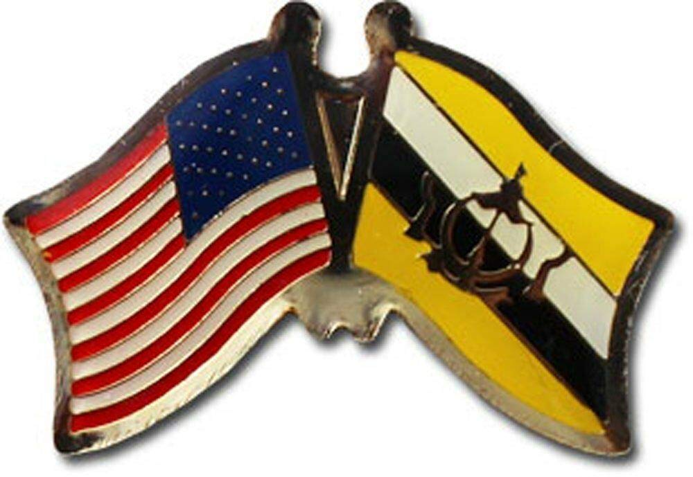 50 Pack USA & Brunei Friendship Flags - American & Brunei Flag Lapel Pins, Bike Hats, Cap Accessories for Bikers, Cyclists, Sports Fans & Patriotic Events