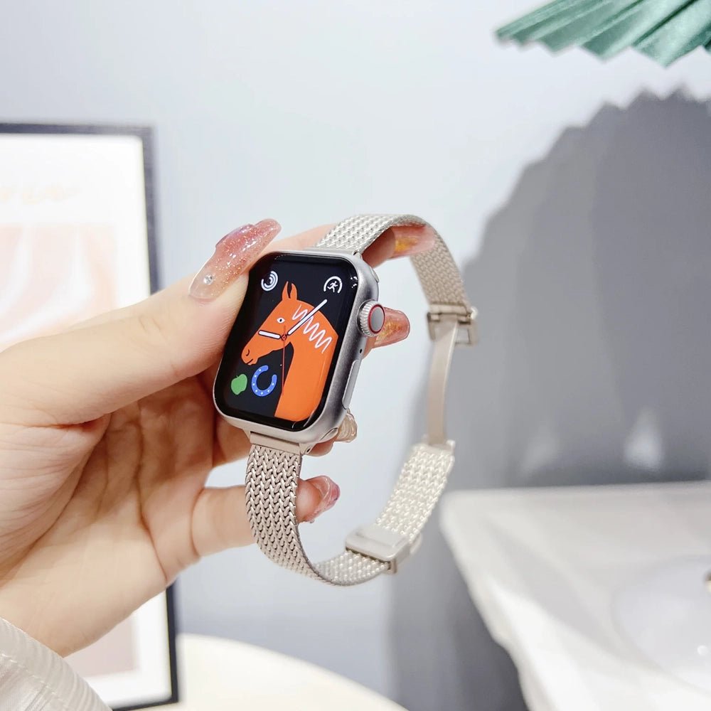 Slim Stainless Steel Apple Watch Band for Women - Elegant & Durable Replacement Strap - Perfect for Workouts, Office & Everyday Wear