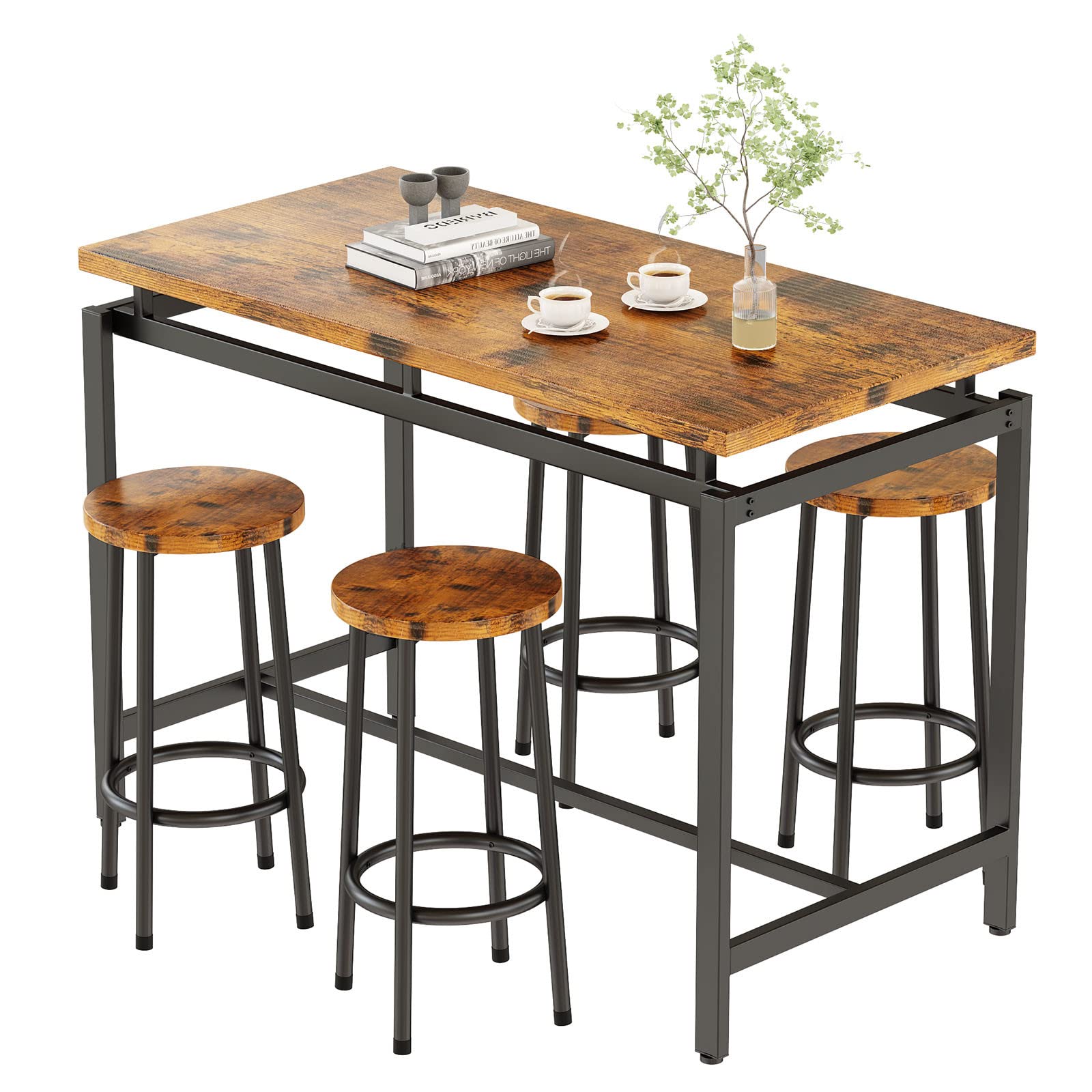 MIERES 5-Piece Wooden Dining Table Set for 4 - 47