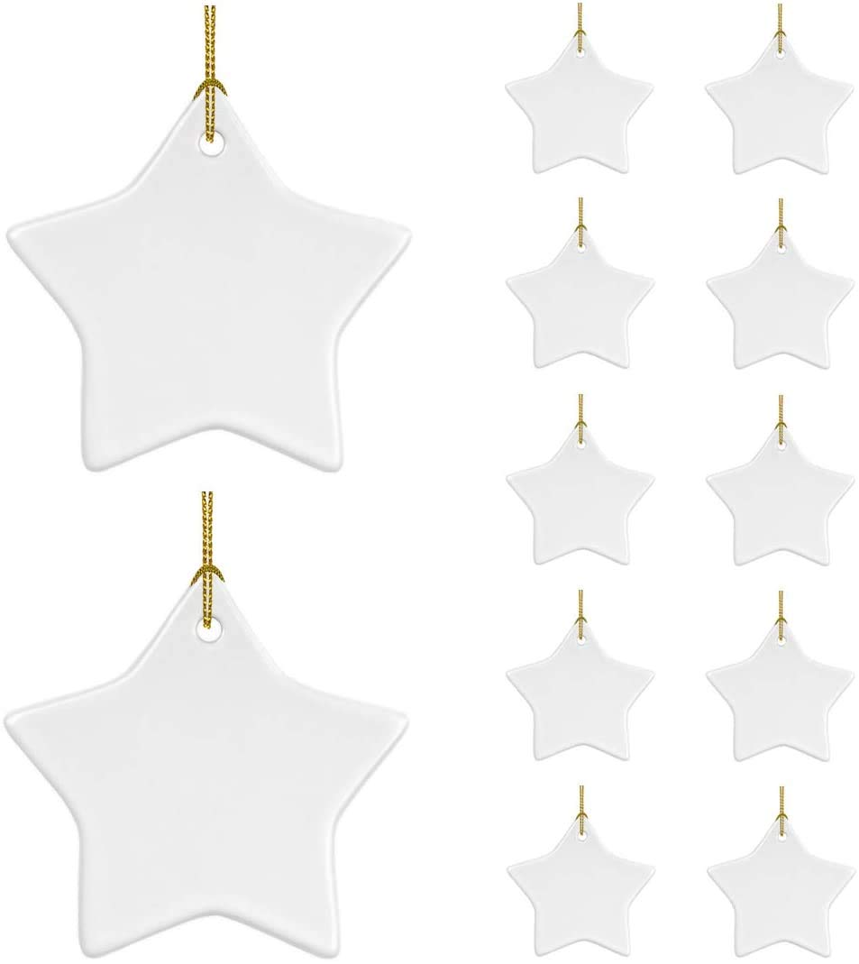 10-Pack Sublimation Blanks Ceramic Christmas Tree Ornaments - DIY Unfinished Ceramic Disc Decorations for Sublimation Printing - Perfect for Holiday Decor, Gift Making & Craft Projects