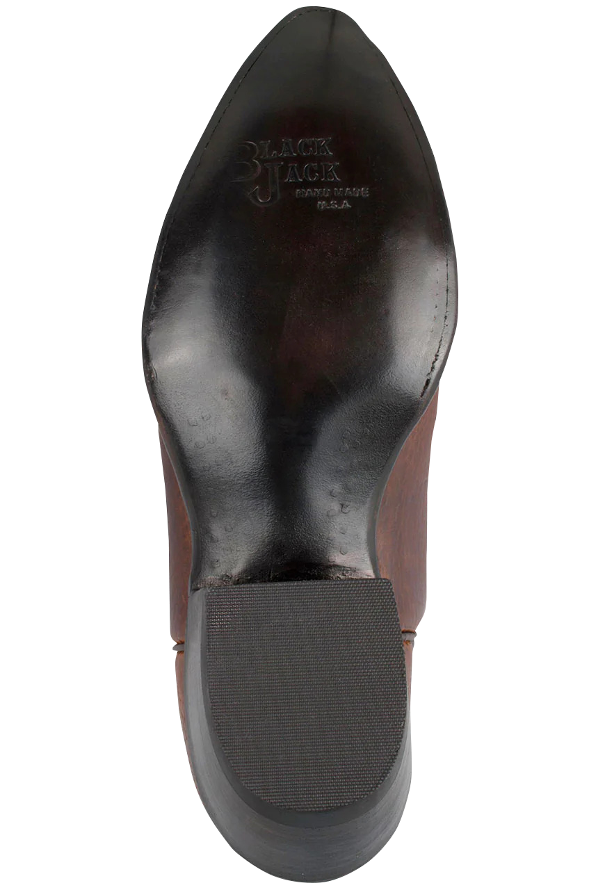 Pinto Ranch Men's Black Jack Buffalo Leather Cowboy Boots - Tan & Dark Brown Western Boots for Rodeo, Country Dancing & Outdoor Adventures