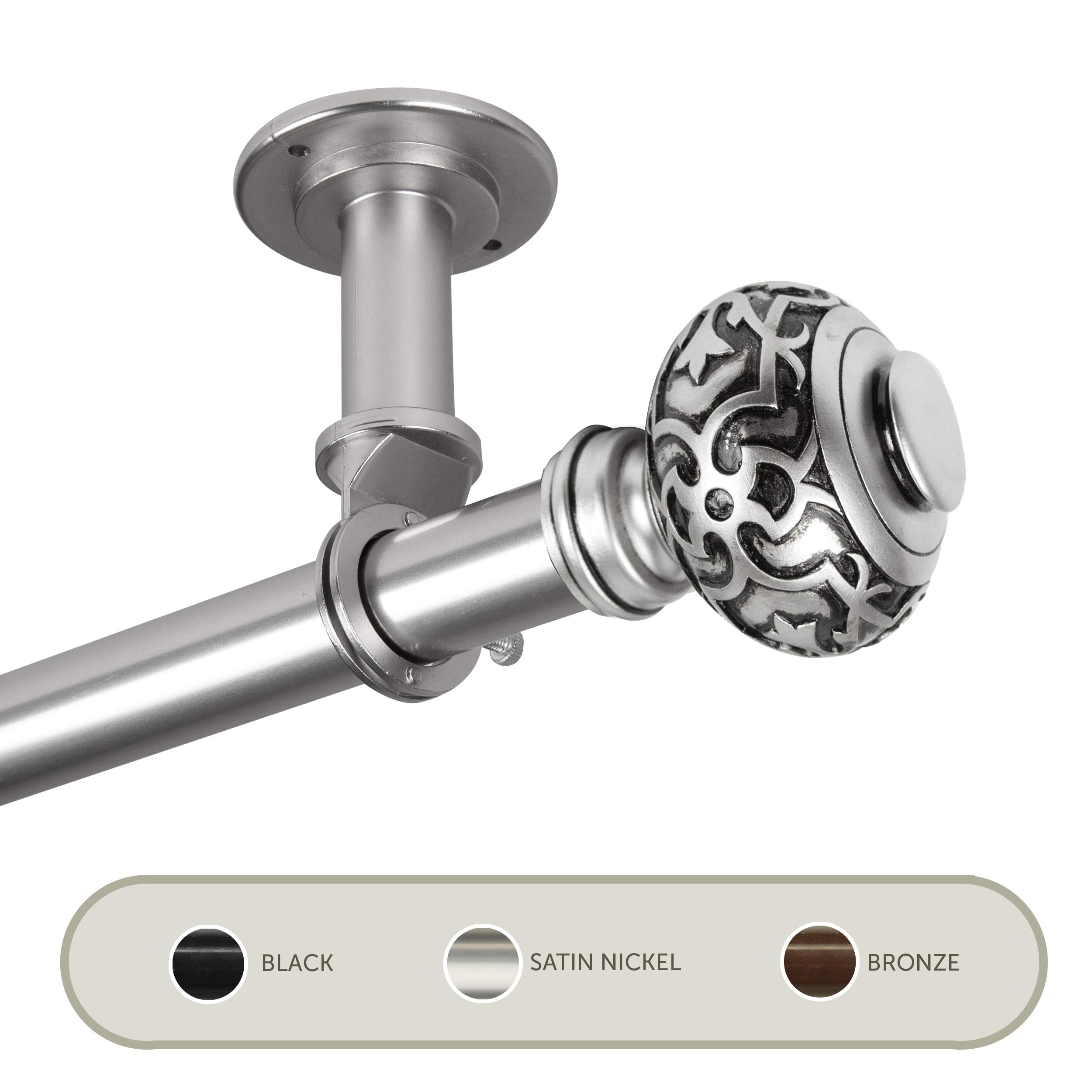 Rod Desyne Maple 1 Inch Ceiling Mount Curtain Rod - Adjustable 160 to 240 Inches - Satin Nickel Finish - Perfect for Room Dividers, Large Windows & Open Spaces