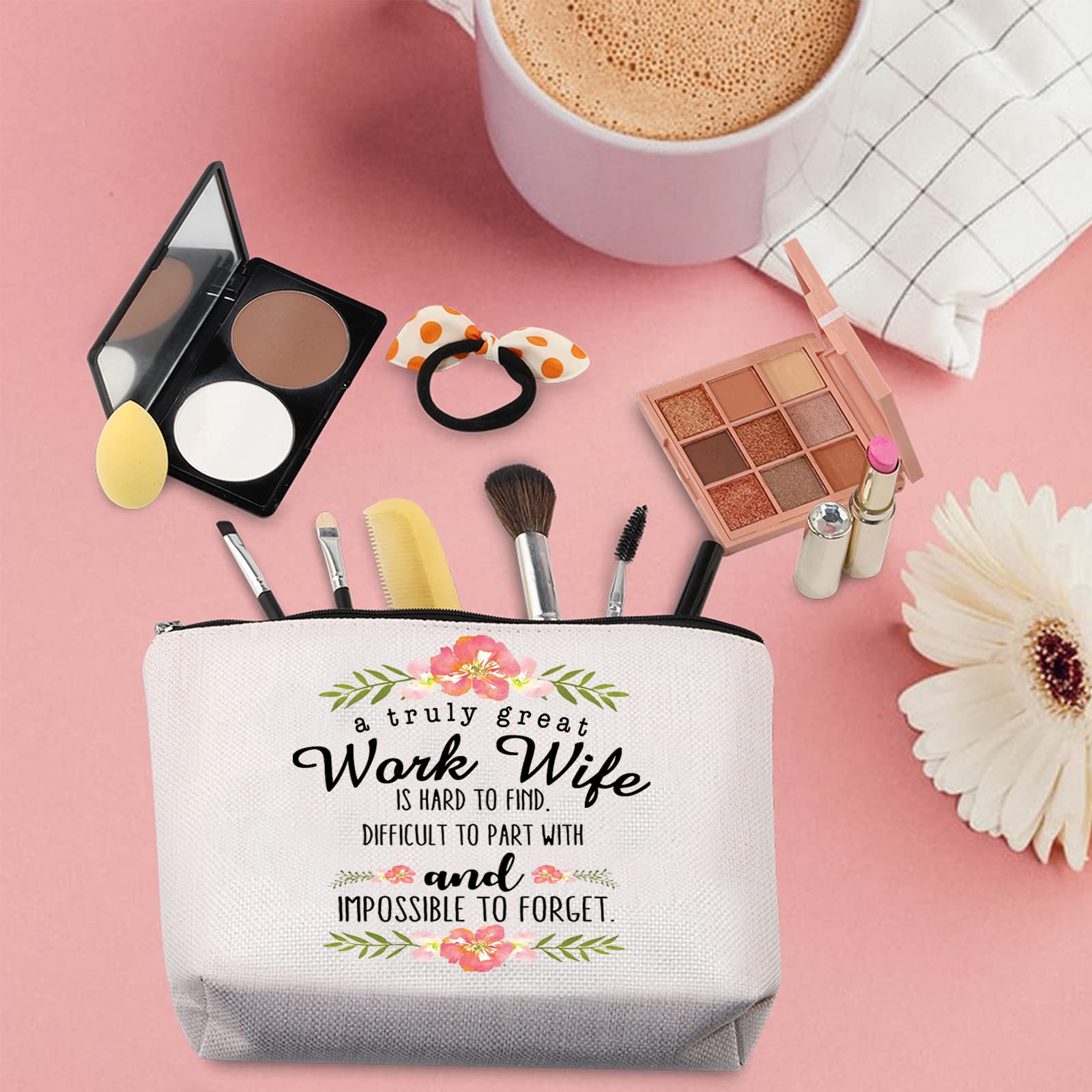 TSOTMO Work Wife Appreciation Gift - Best Coworker Makeup Bag for Women | Farewell, Goodbye & Leaving Gifts for Colleagues | Perfect Office Gift Idea for Work Wife