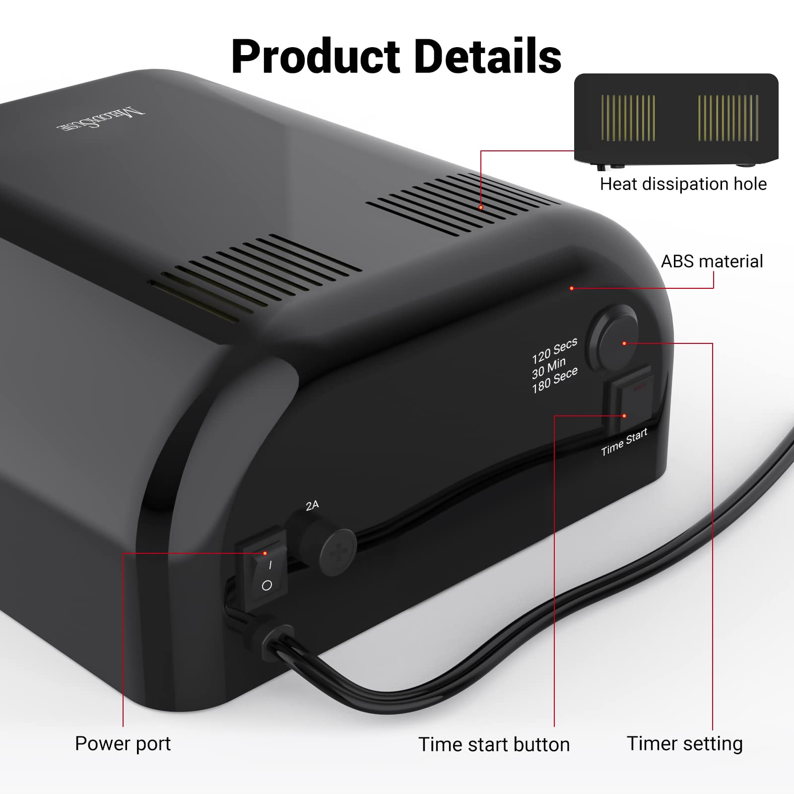 MelodySusie 36W Professional UV LED Nail Lamp for Gel Polish & Resin Curing - 3 Timer Settings, Sliding Tray - Perfect for Manicure, Pedicure & DIY Nail Art at Home or Salon (Black)