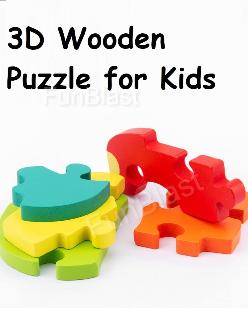 FunBlast Wooden Puzzles for Kids - Early Learning Educational Toys, Elephant & Vehicle 3D Puzzle Set for Toddlers & Preschoolers | Perfect for Birthday Gifts, Classroom Activities & Montessori Learning (Set of 2)
