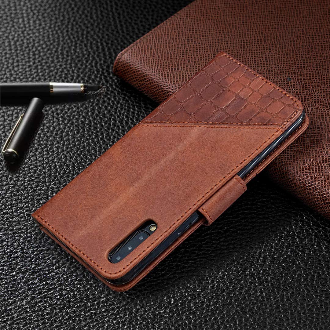 Premium Ultra Slim PU Leather Wallet Case for Samsung Galaxy A50 - Credit Card Holder with Kickstand Function | Solid Color Protective Phone Cover for Daily Use, Travel & Business Meetings