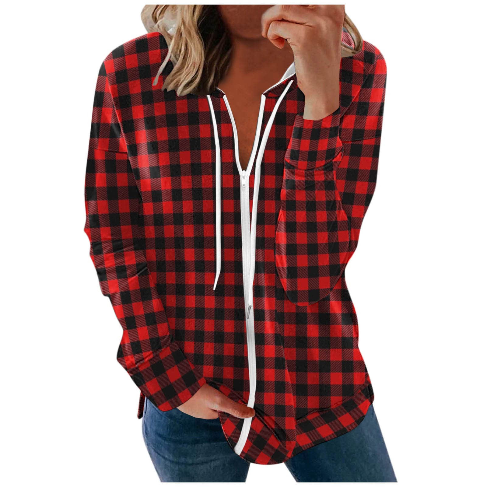 Women's Fleece Button Jacket - Christmas Casual Printed Hooded Coat with Pockets | Warm Winter Outerwear for Holiday Outfits & Casual Wear