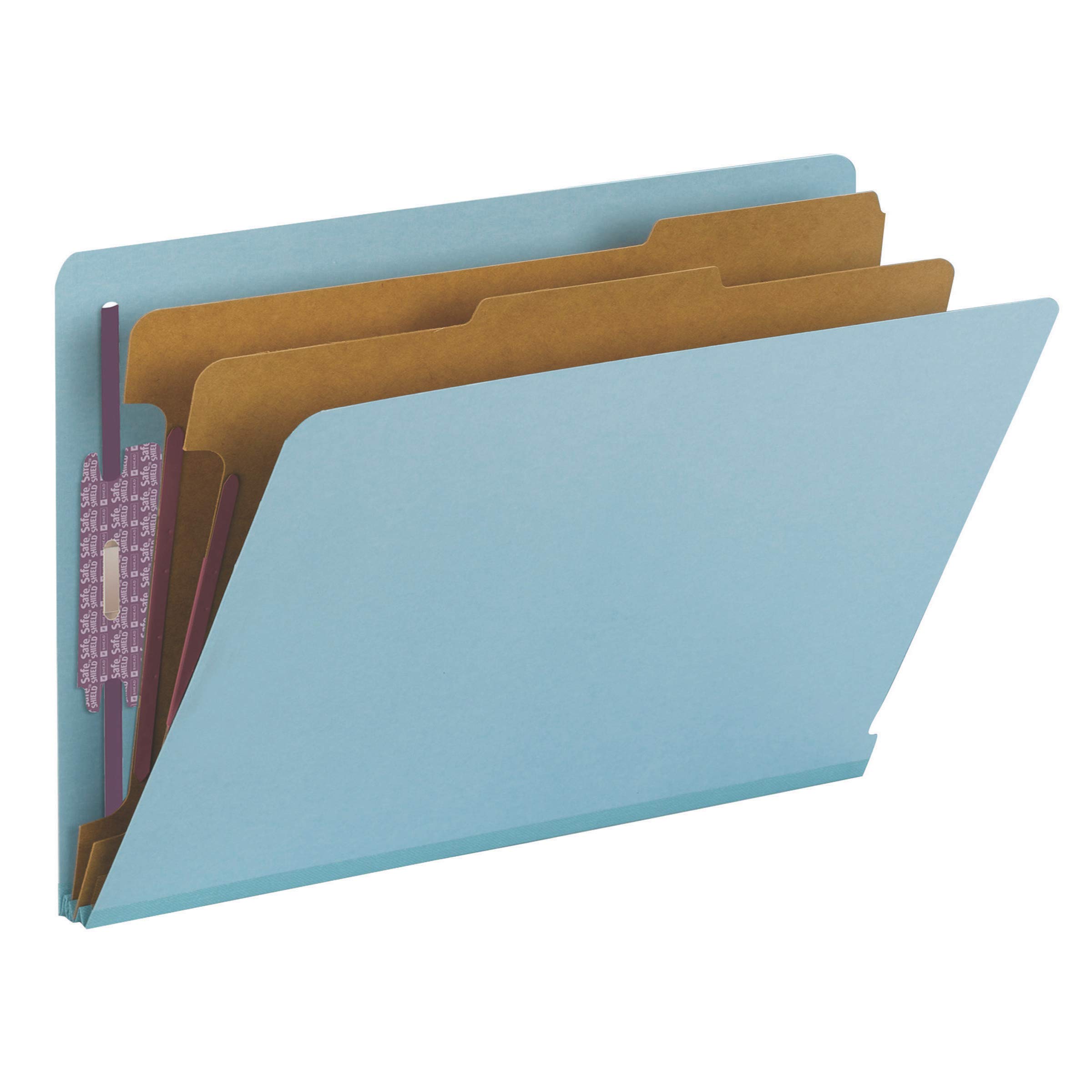 Smead 100% Recycled Pressboard Classification File Folder with SafeSHIELD Fasteners - 2 Dividers, 2